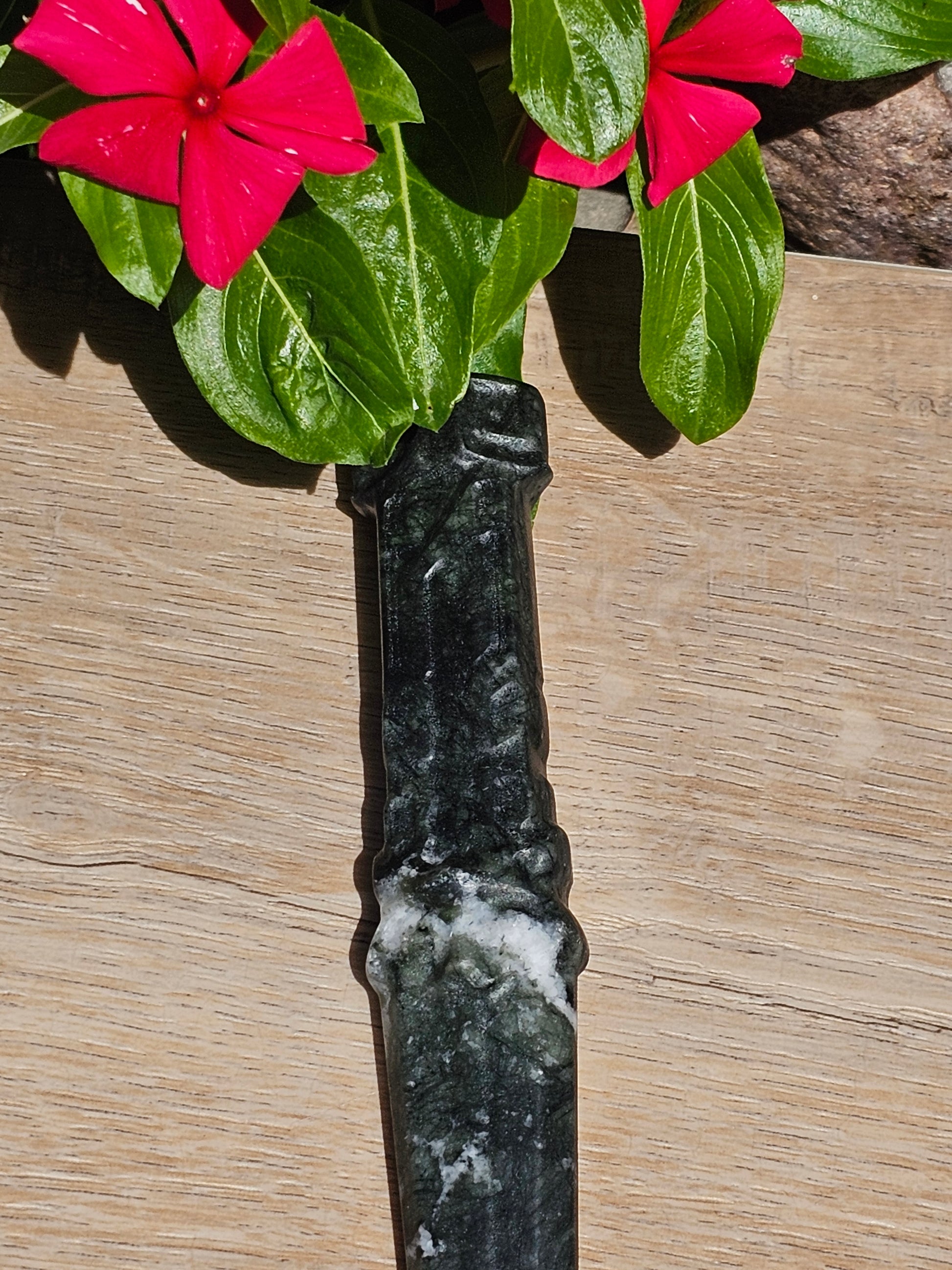 Moss Agate Fox Crystal Sword / Dagger 6.5"