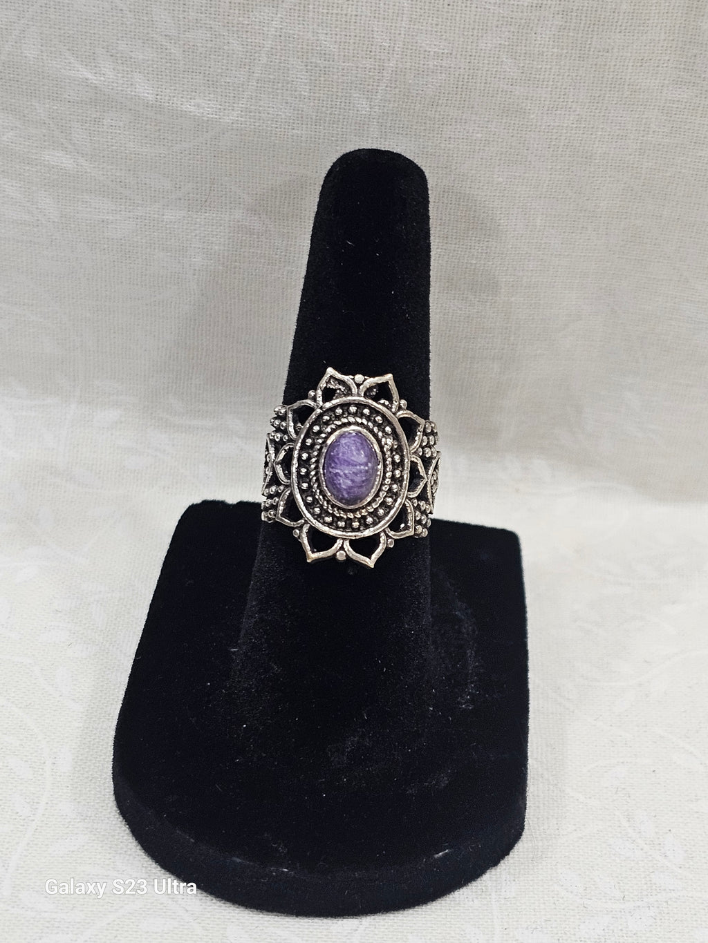 Sterling Silver Charoite Gemstone Ring - Size 5
