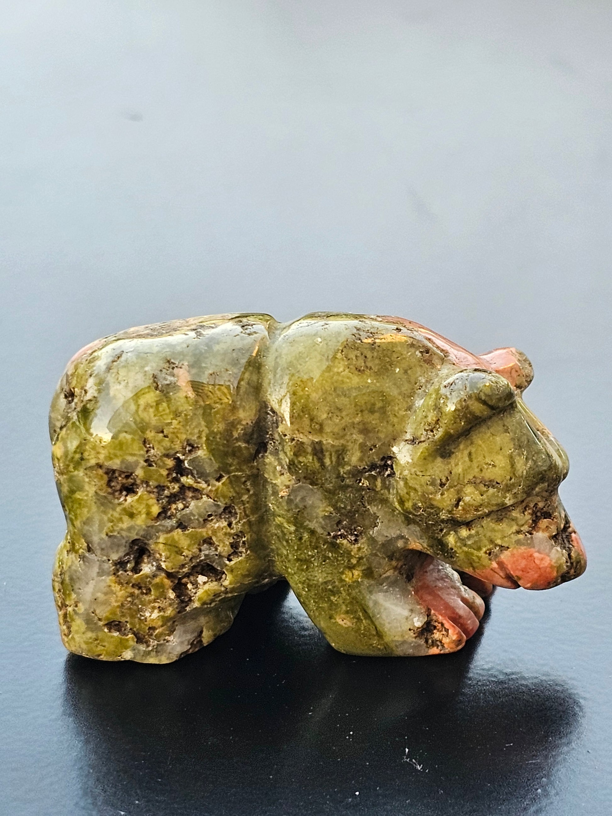 Unakite Crystal Bear