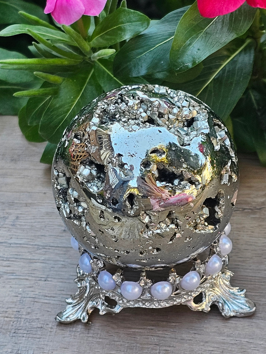 Pyrite Crystal Sphere - 59mm Natural Golden Stone Ball