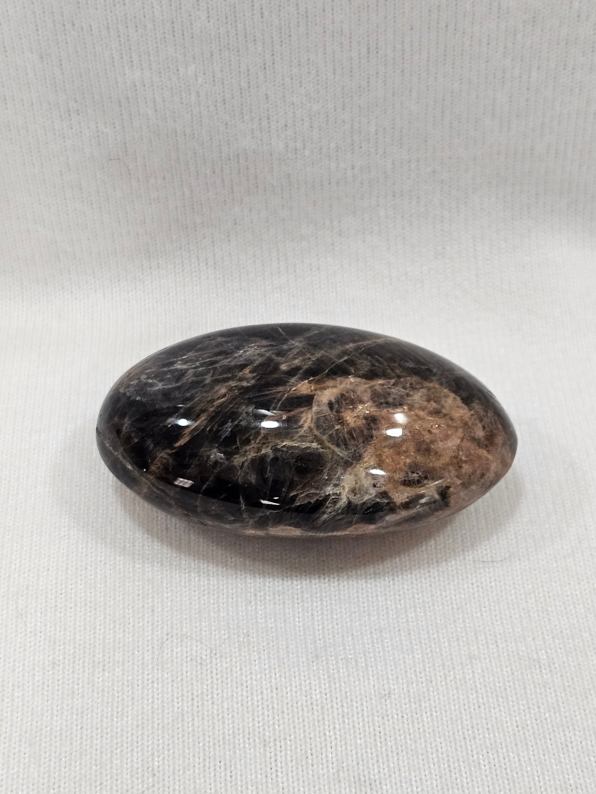 Black Moonstone Crystal Palm Stone