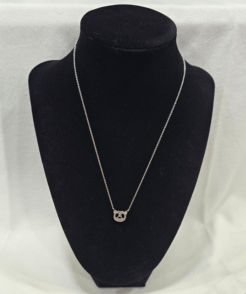 Sterling Silver Bear Pendant Chain Necklace 18 Inch