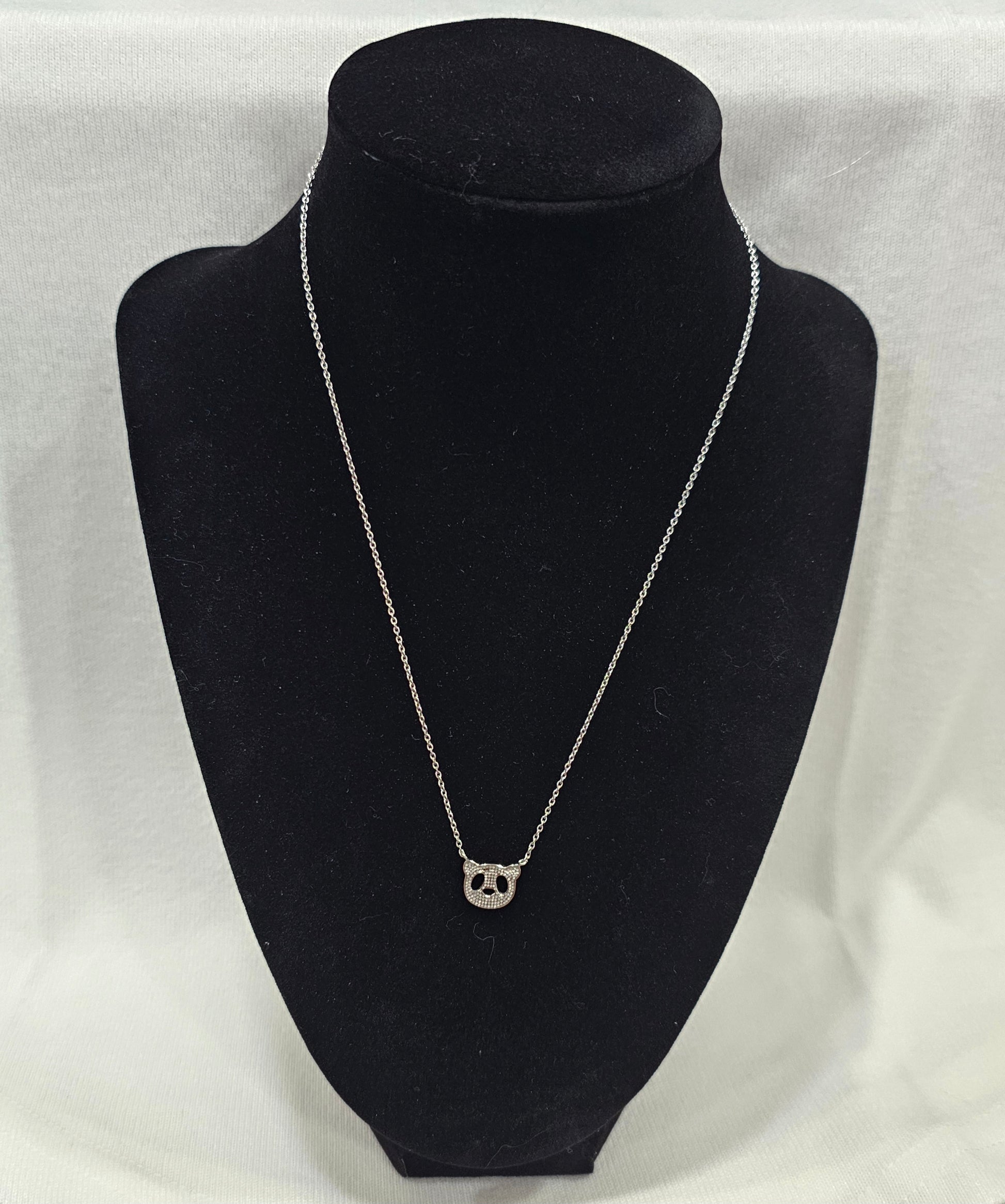 Sterling Silver Bear Pendant Chain Necklace 18 Inch
