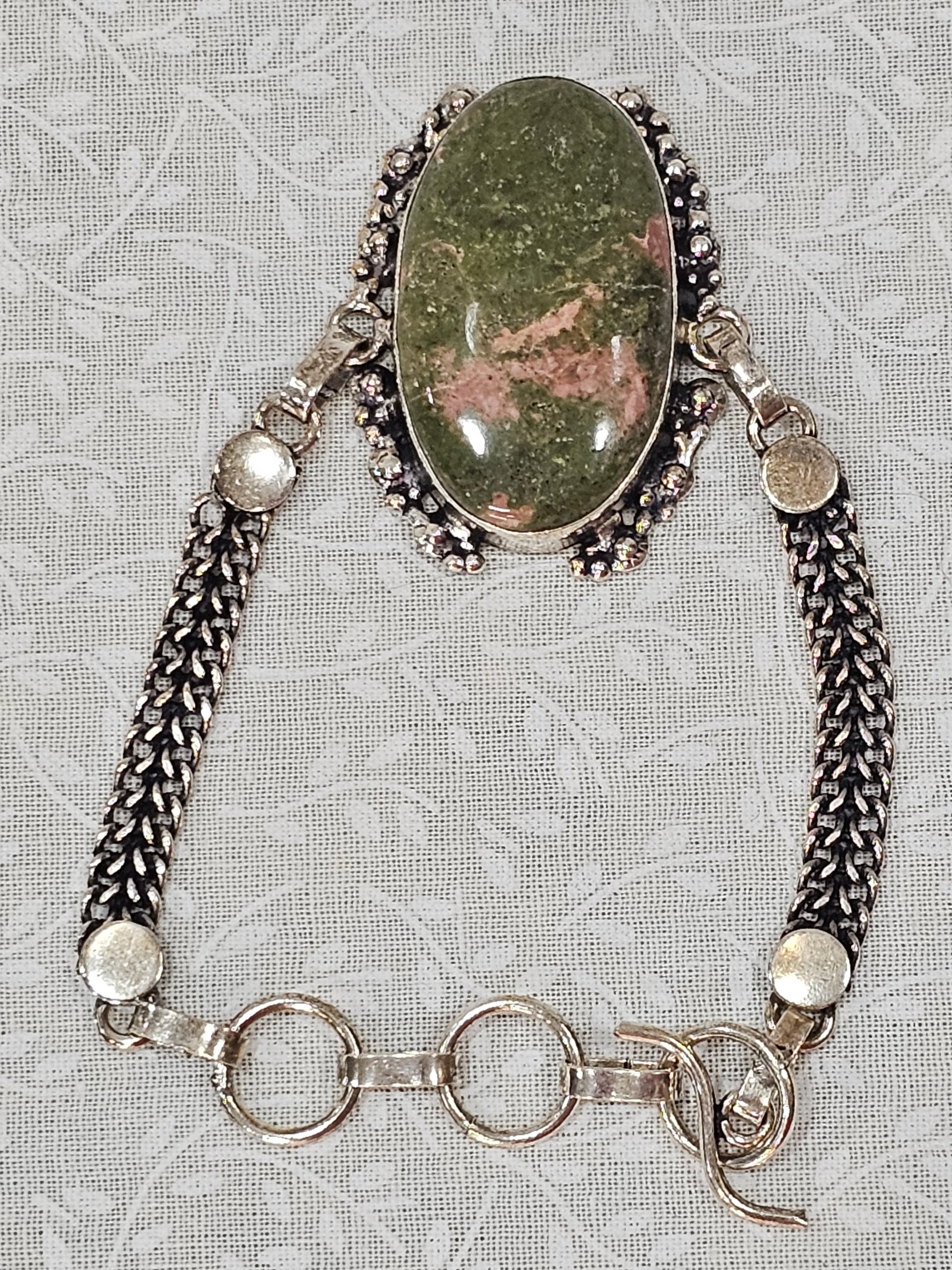 Sterling Silver Unakite Gemstone Bracelet