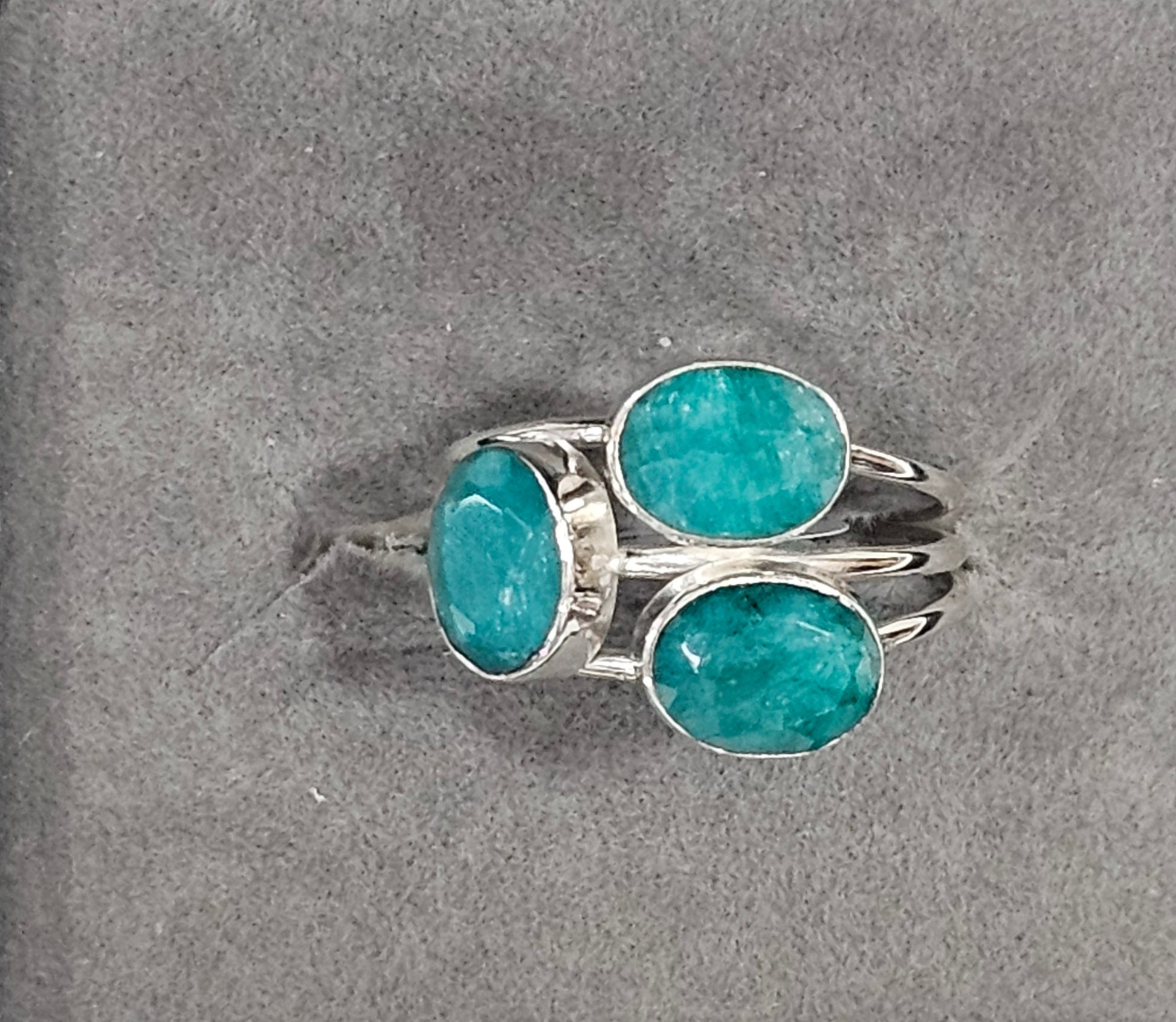 Sterling Silver Amazonite Gemstone Ring 6.5