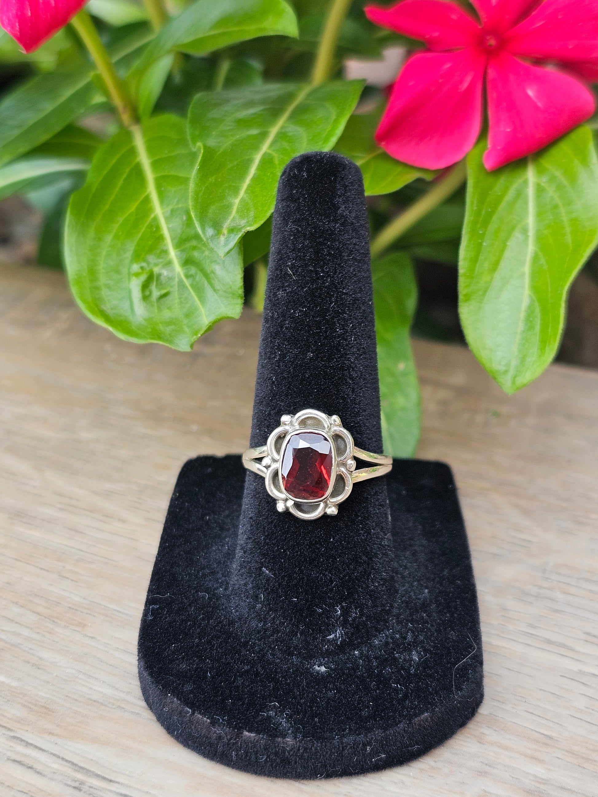 Garnet Gemstone Sterling Silver Ring 6