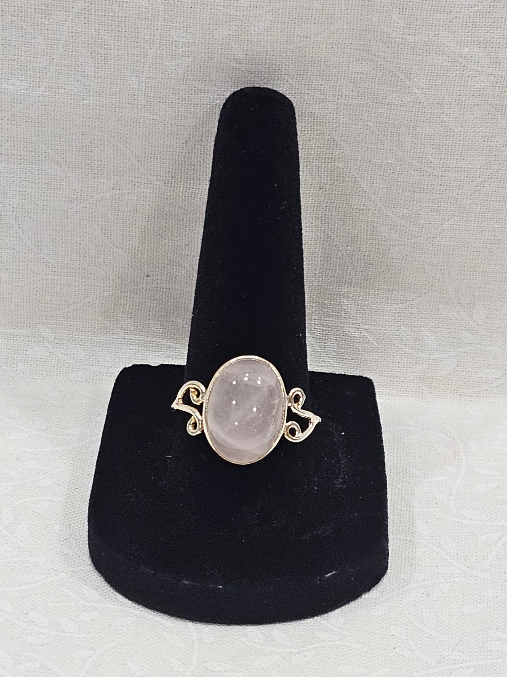 Sterling Silver Pink Quartz Gemstone Ring - Size 9