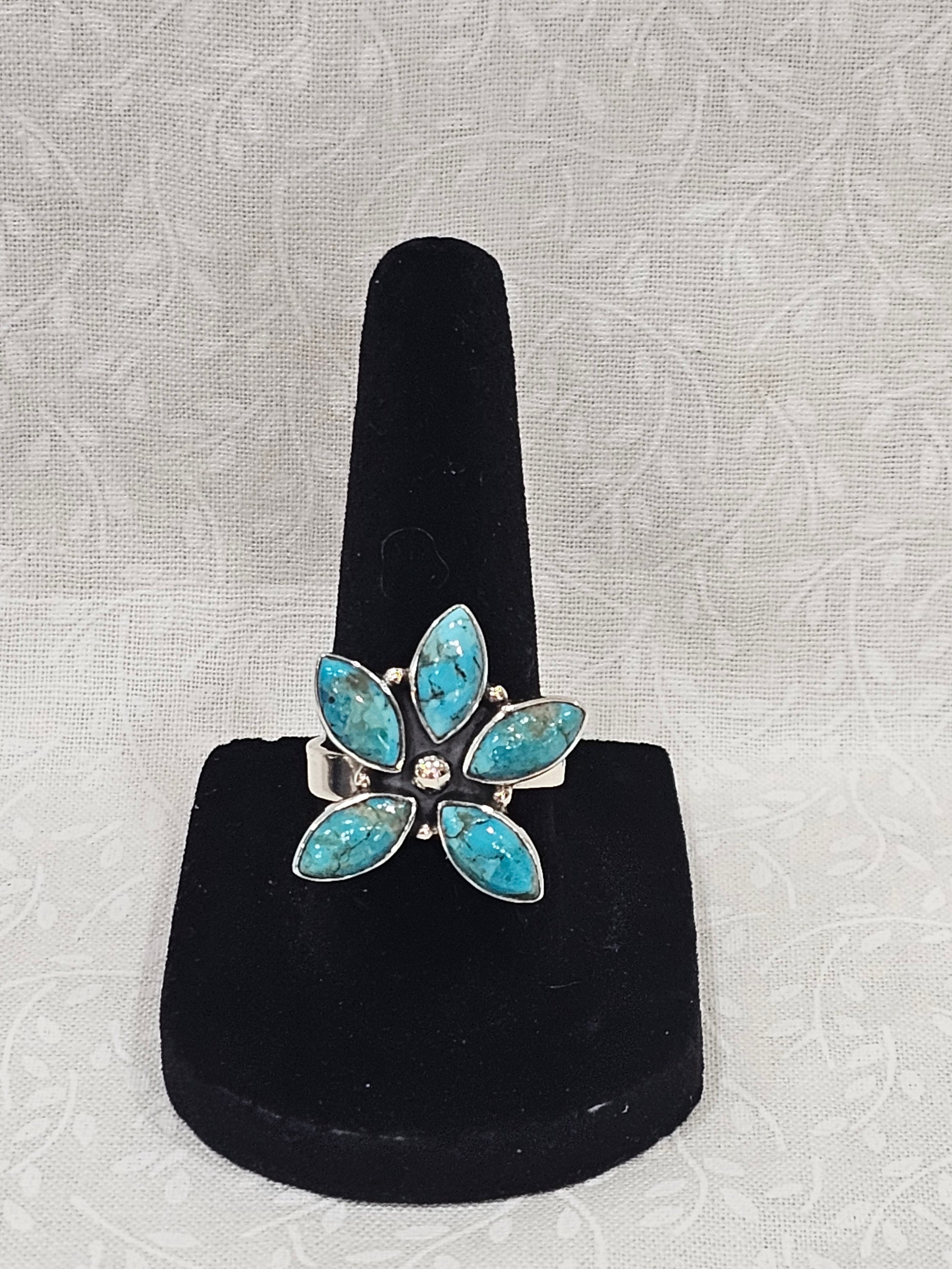 Sterling Silver Turquoise Gemstone Ring Adjustable