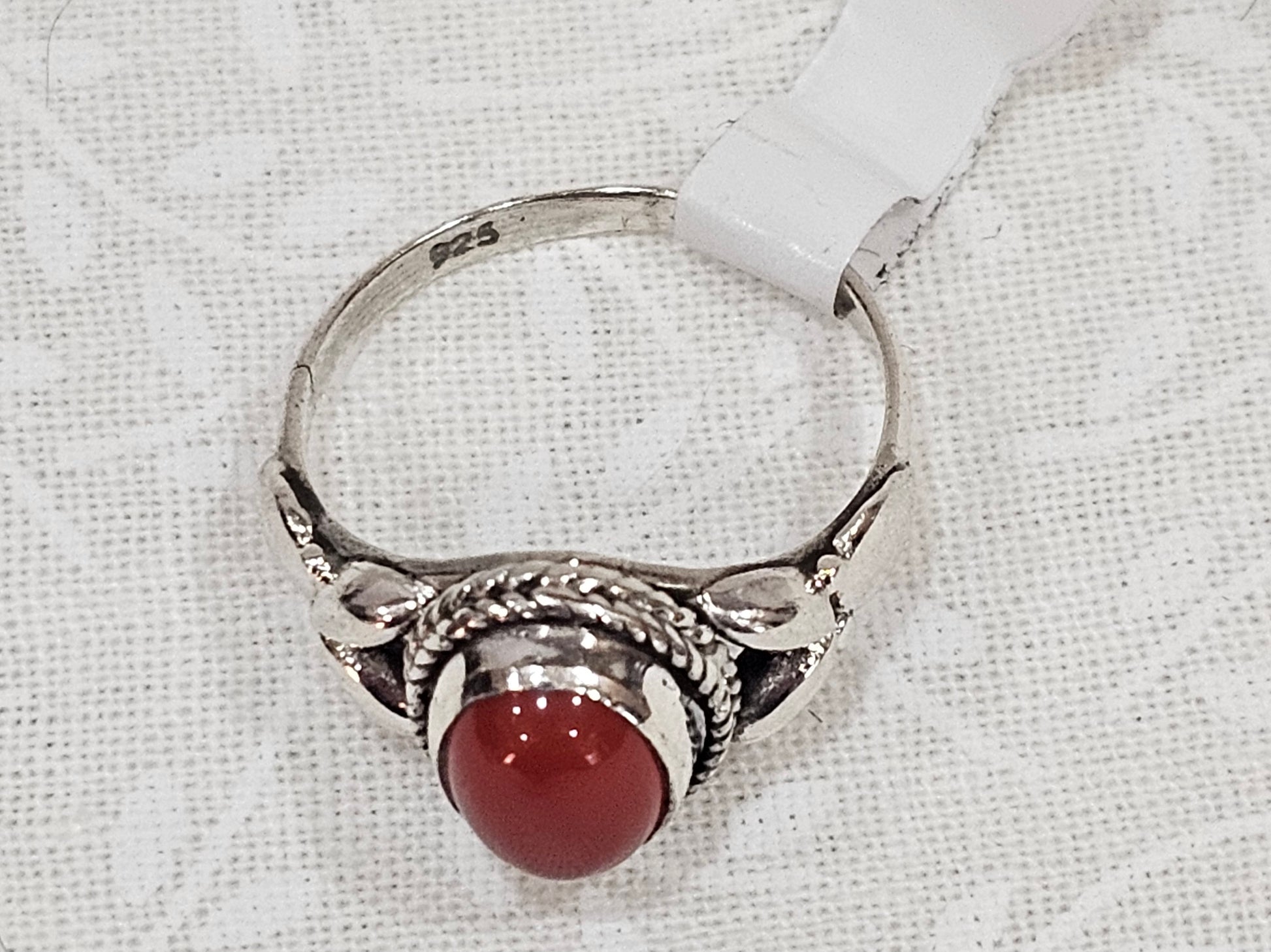 Sterling Silver Carnelian Gemstone Ring - Size 5