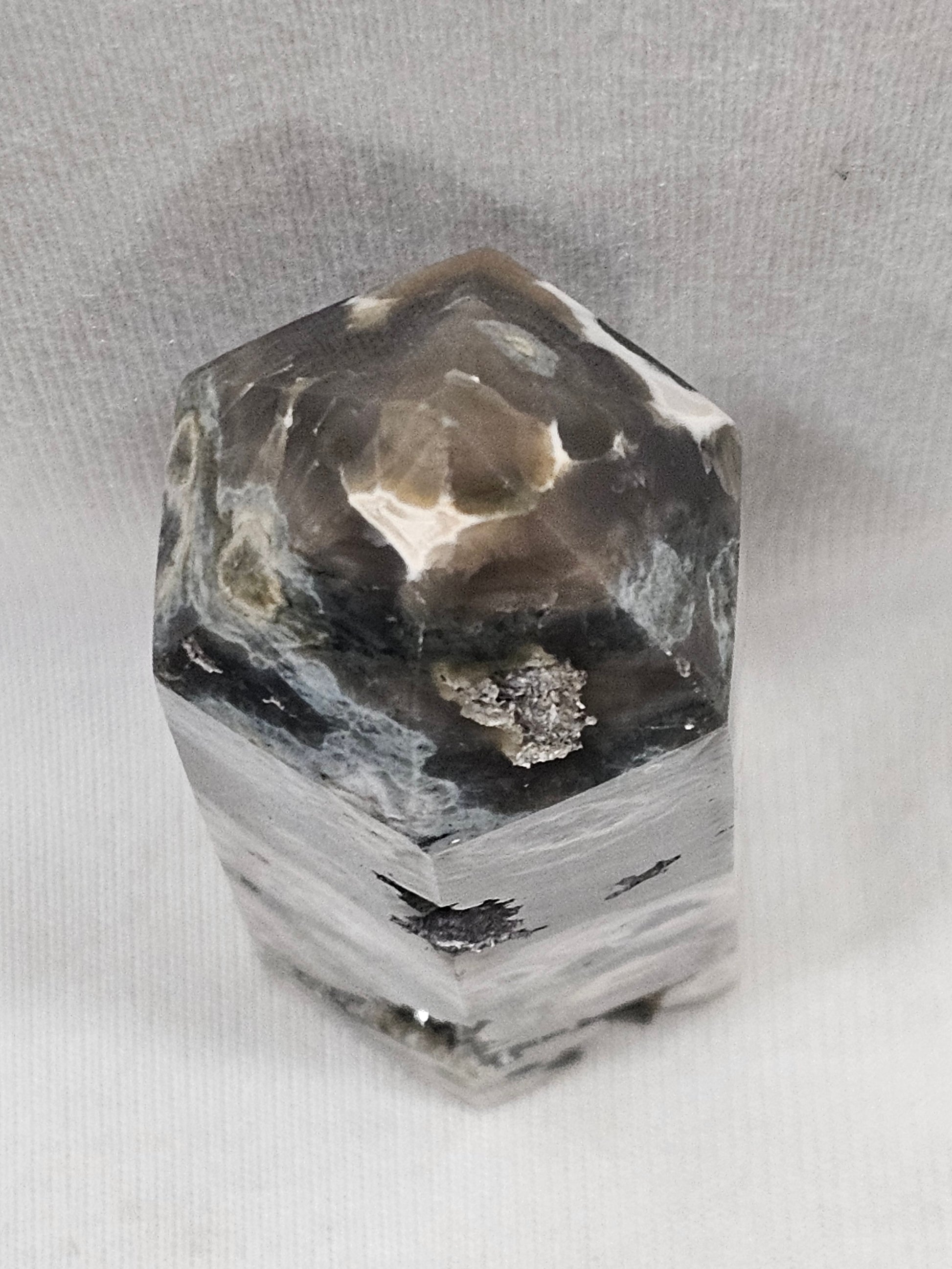 Moss Agate Crystal Tower - Natural Green Stone Point