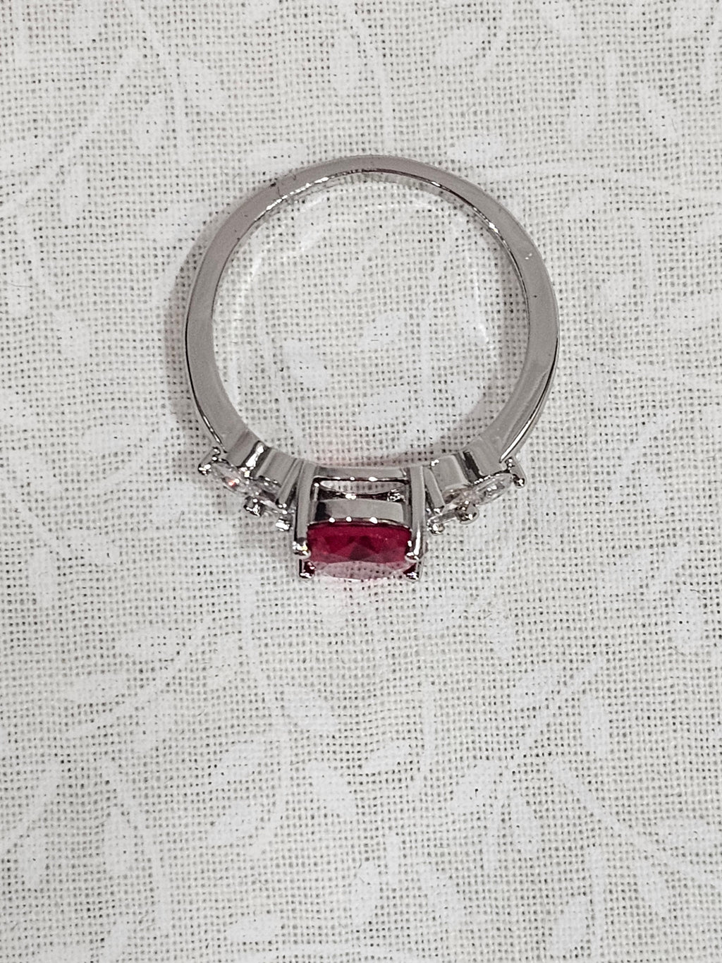 Sterling Silver Ruby Gemstone Ring - Size 8