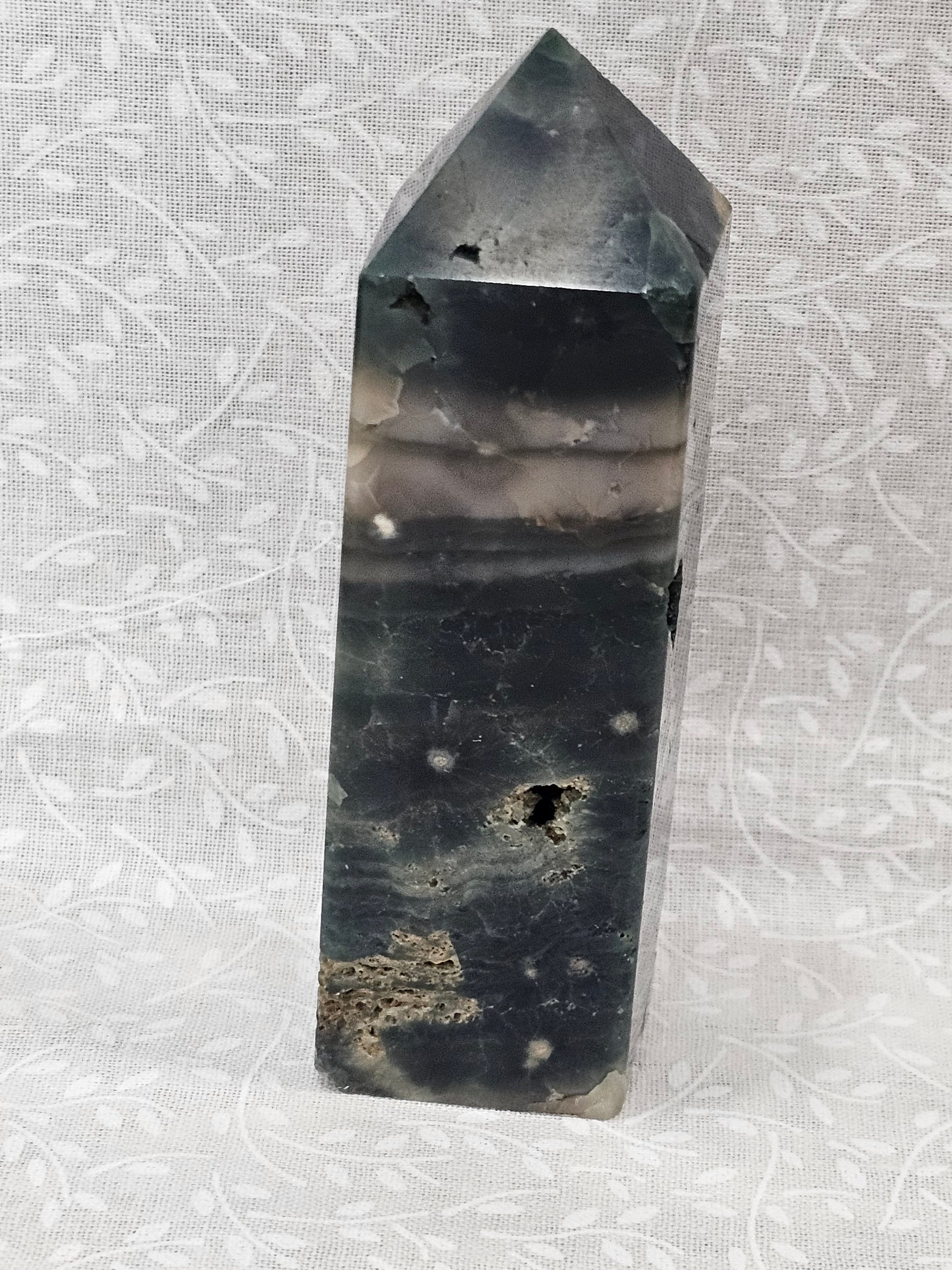 Moss Agate Crystal Tower