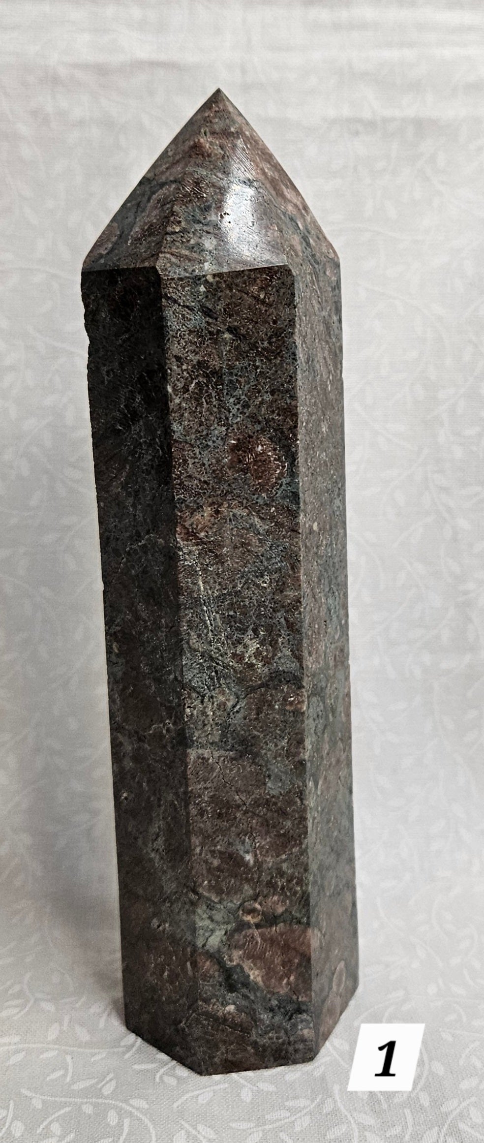 Green & Brown Flower Agate Crystal Tower 5.75 Inch