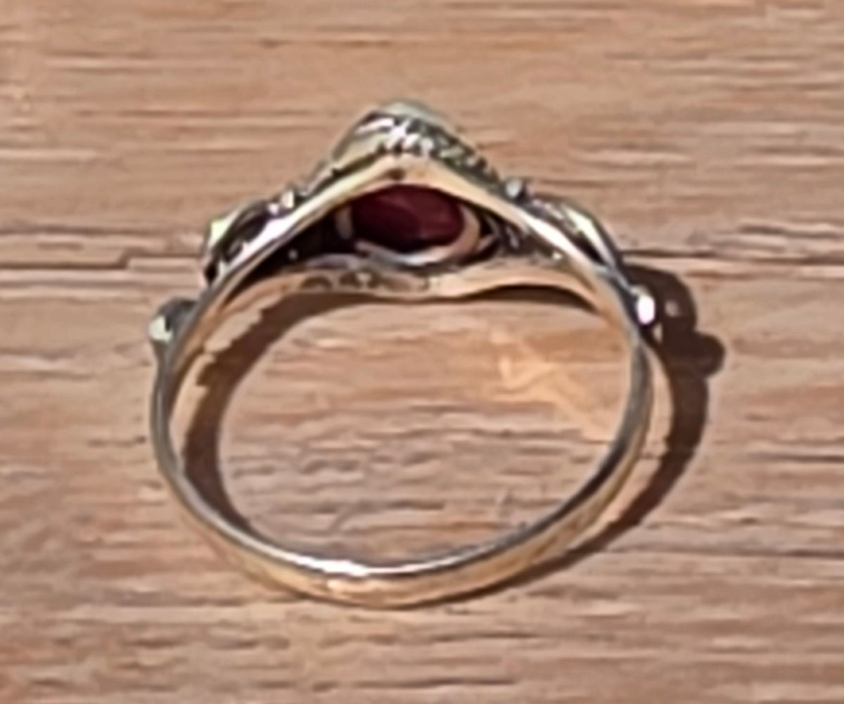 Sterling Silver Ruby Gemstone Ring Size 8