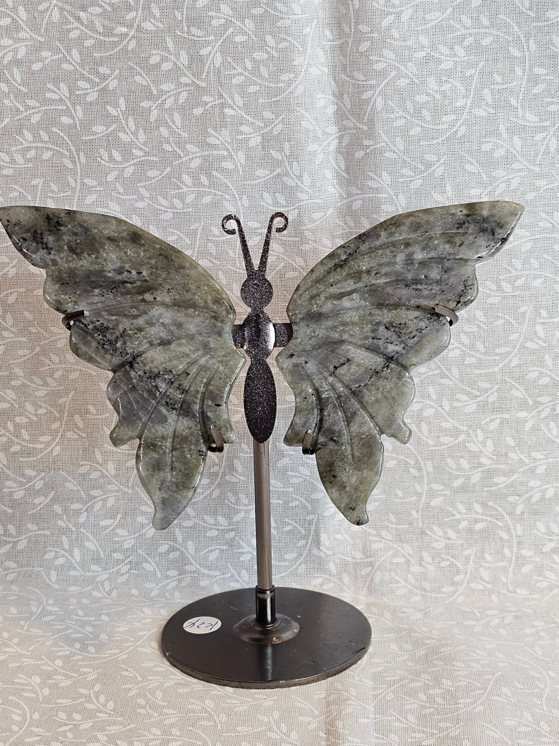 Labradorite Crystal Butterfly Wings with Stand - 5 Inch Natural Stone Decor
