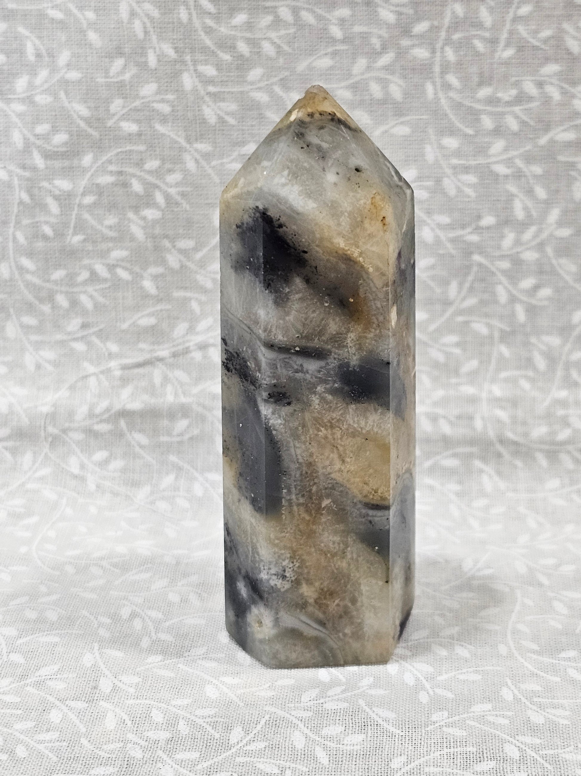Moss Agate Crystal Tower