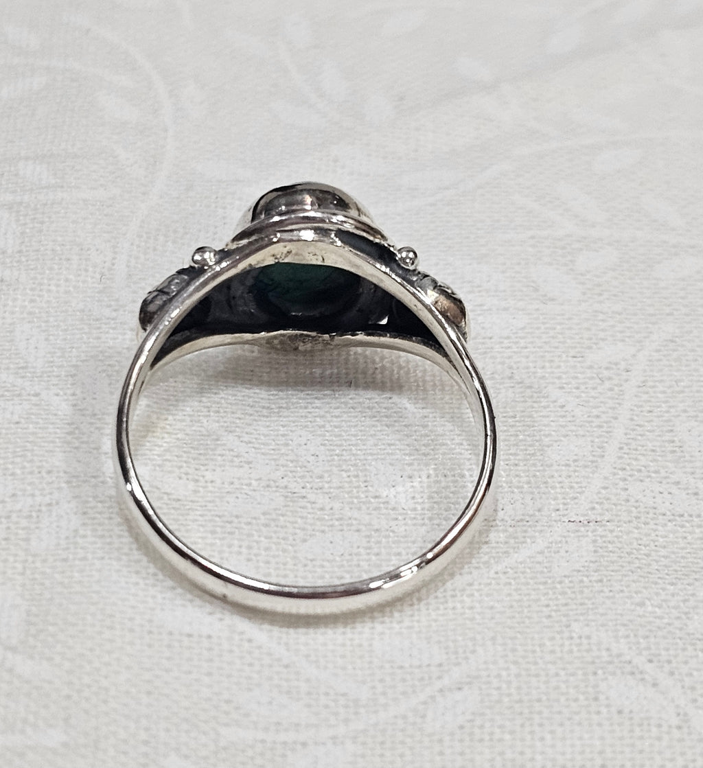 Sterling Silver Natural Turquoise Gemstone Ring - Size 7