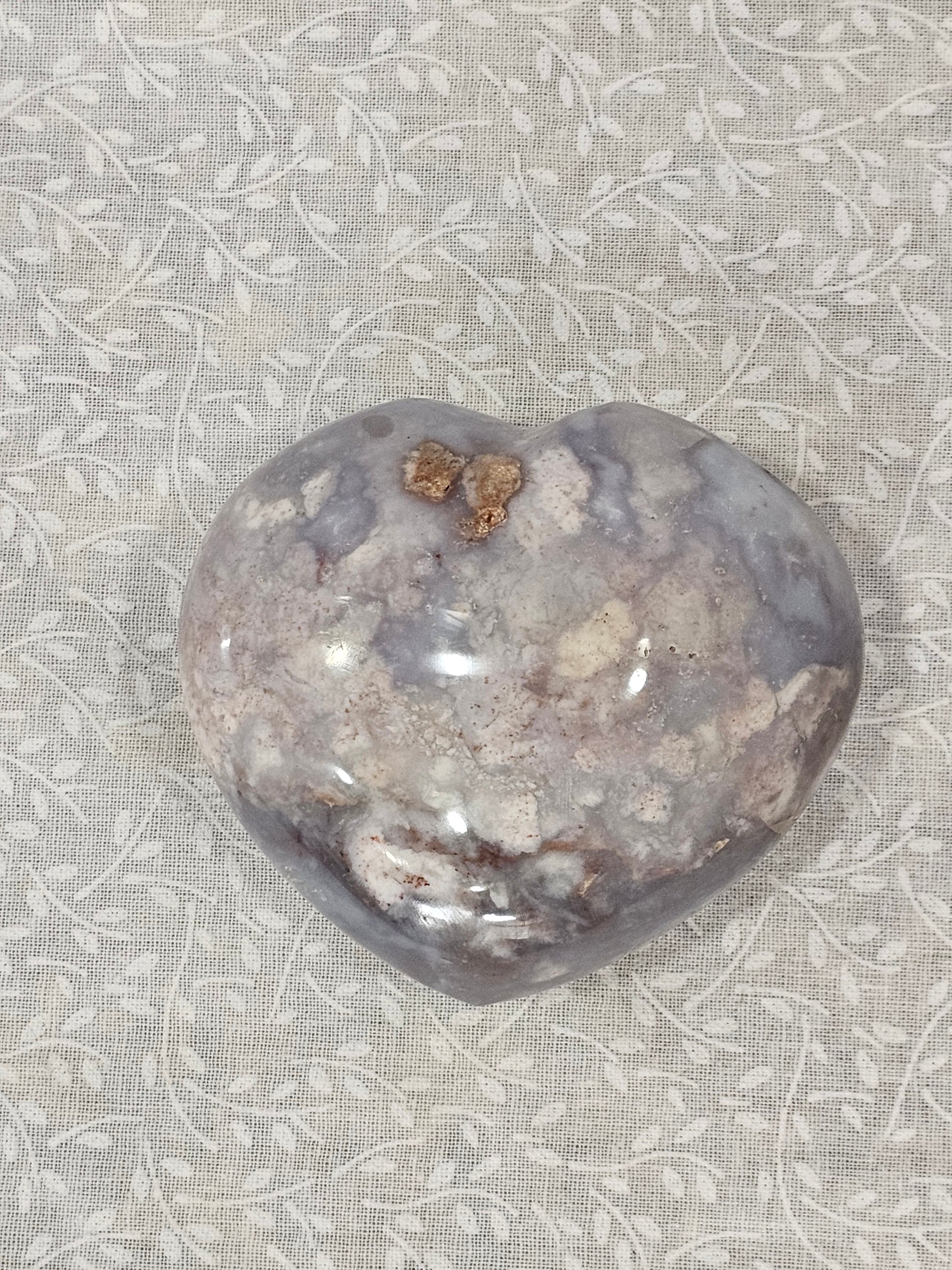 Flower Agate Crystal Heart