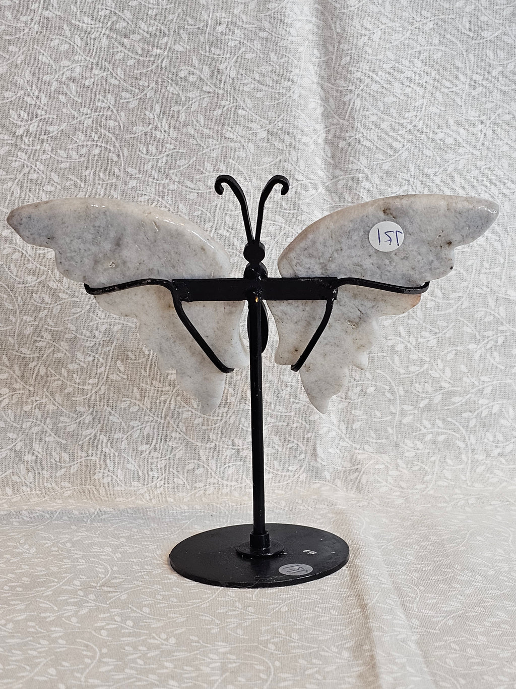 White Agate Crystal Butterfly Wings with Stand - 5 Inch Natural Stone Decor