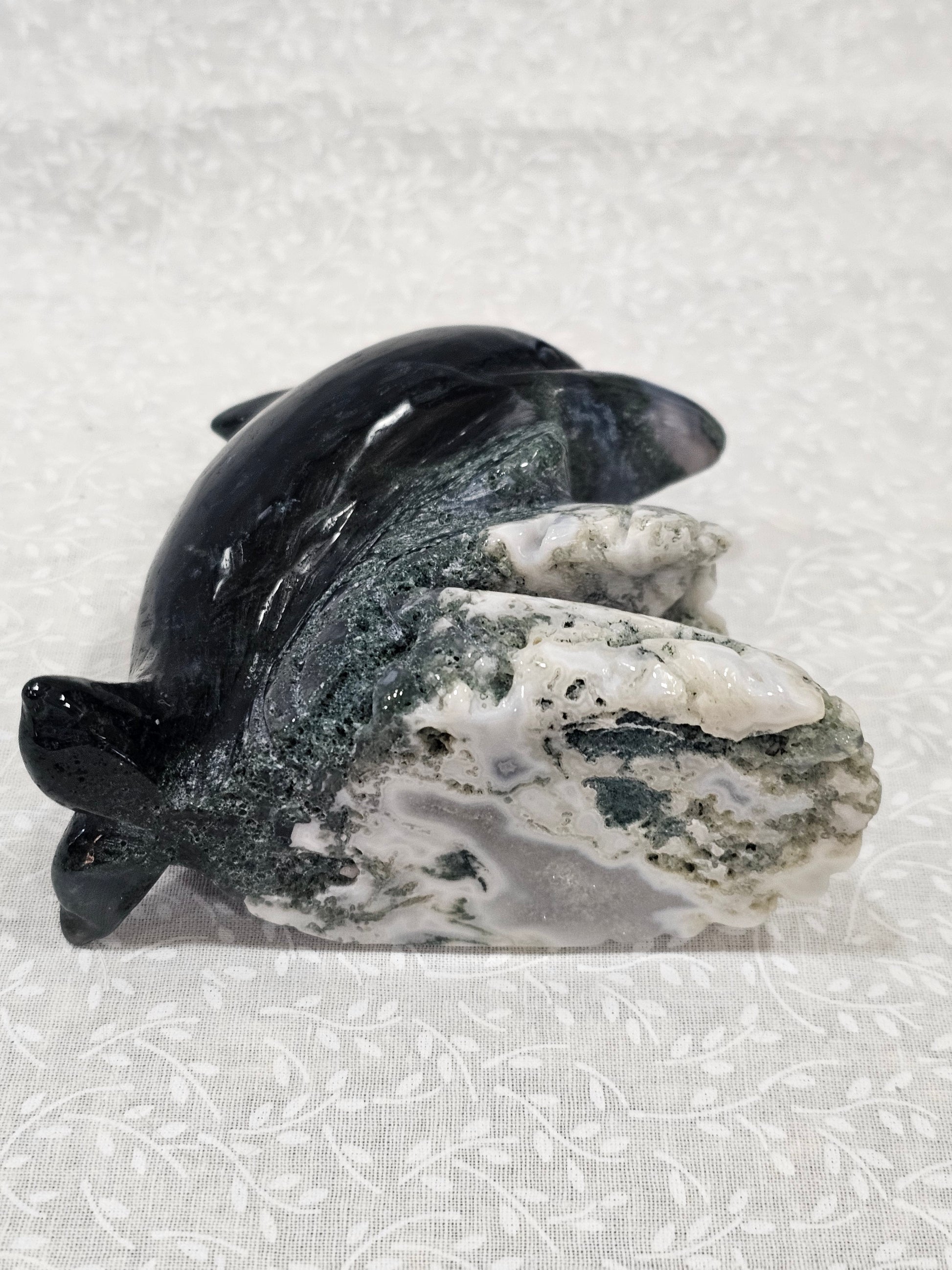 Moss Agate Crystal Dolphin