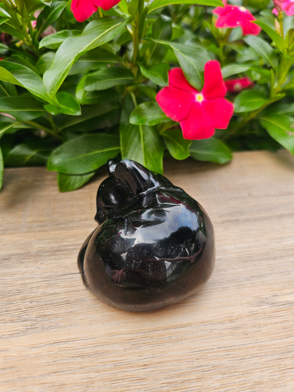 Black Obsidian Crystal Black Cat Figurine - Protection & Grounding Stone