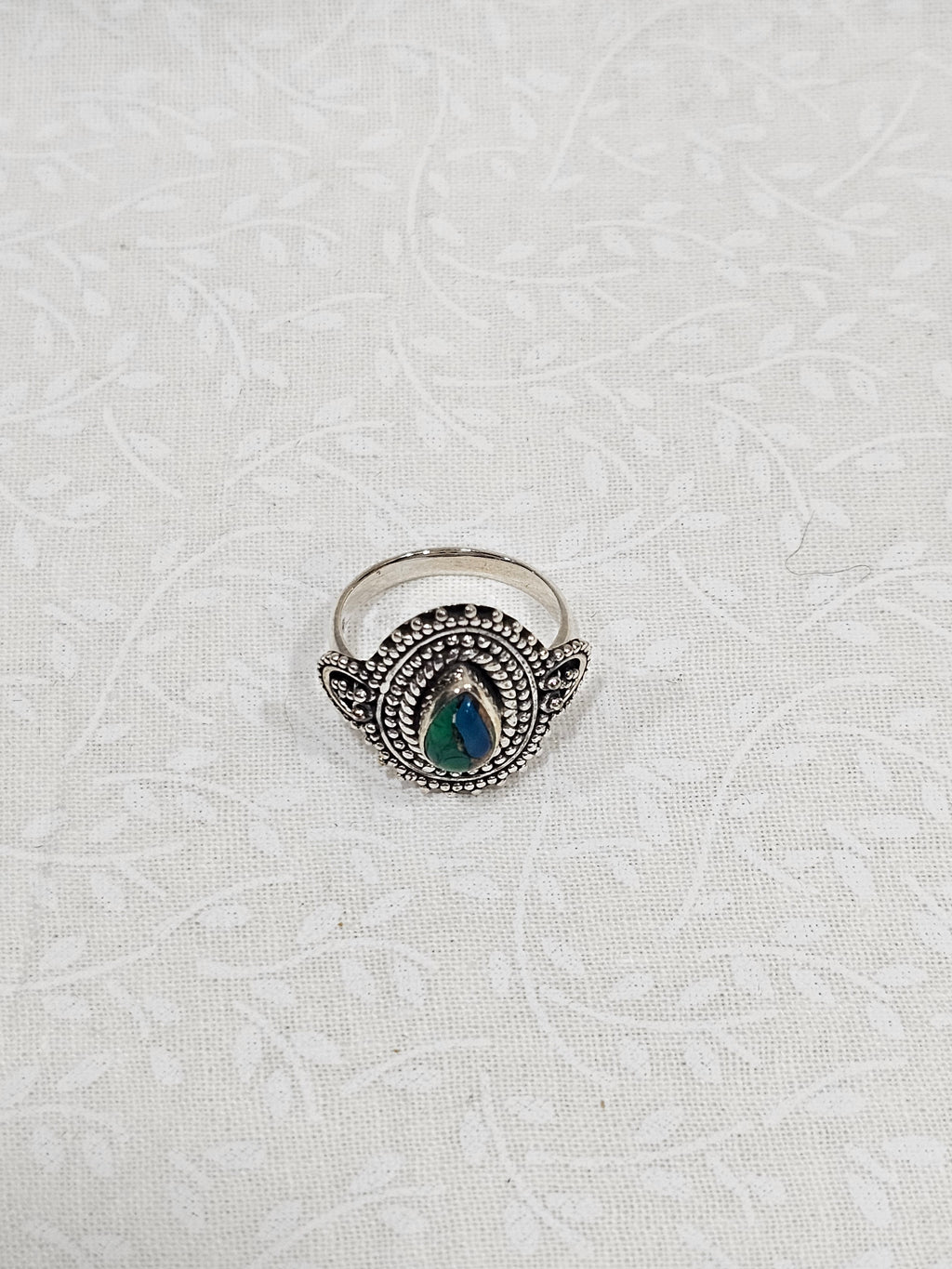 Sterling Silver Green Blue Turquoise Gemstone Ring 5
