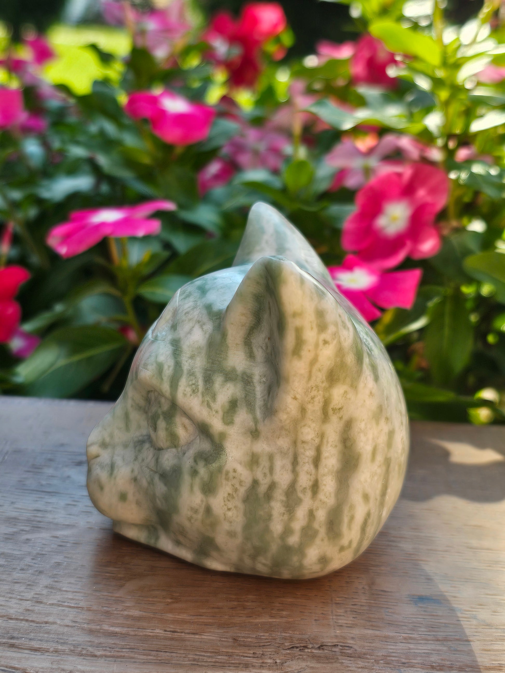 Green Jade Crystal Sphinx Goddess Third Eye Cat