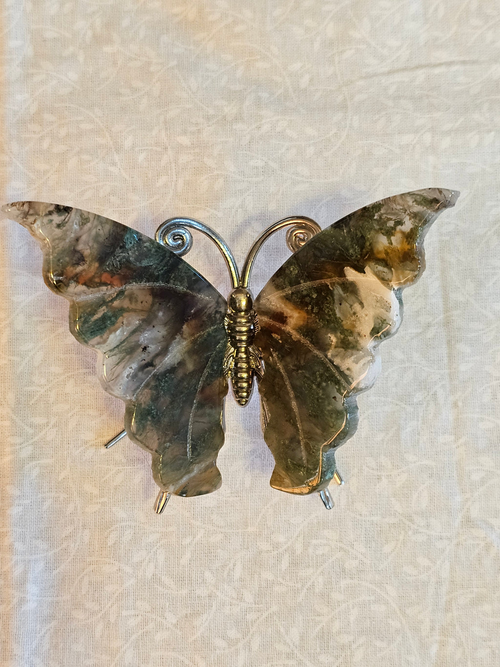 Moss Agate Crystal Butterfly