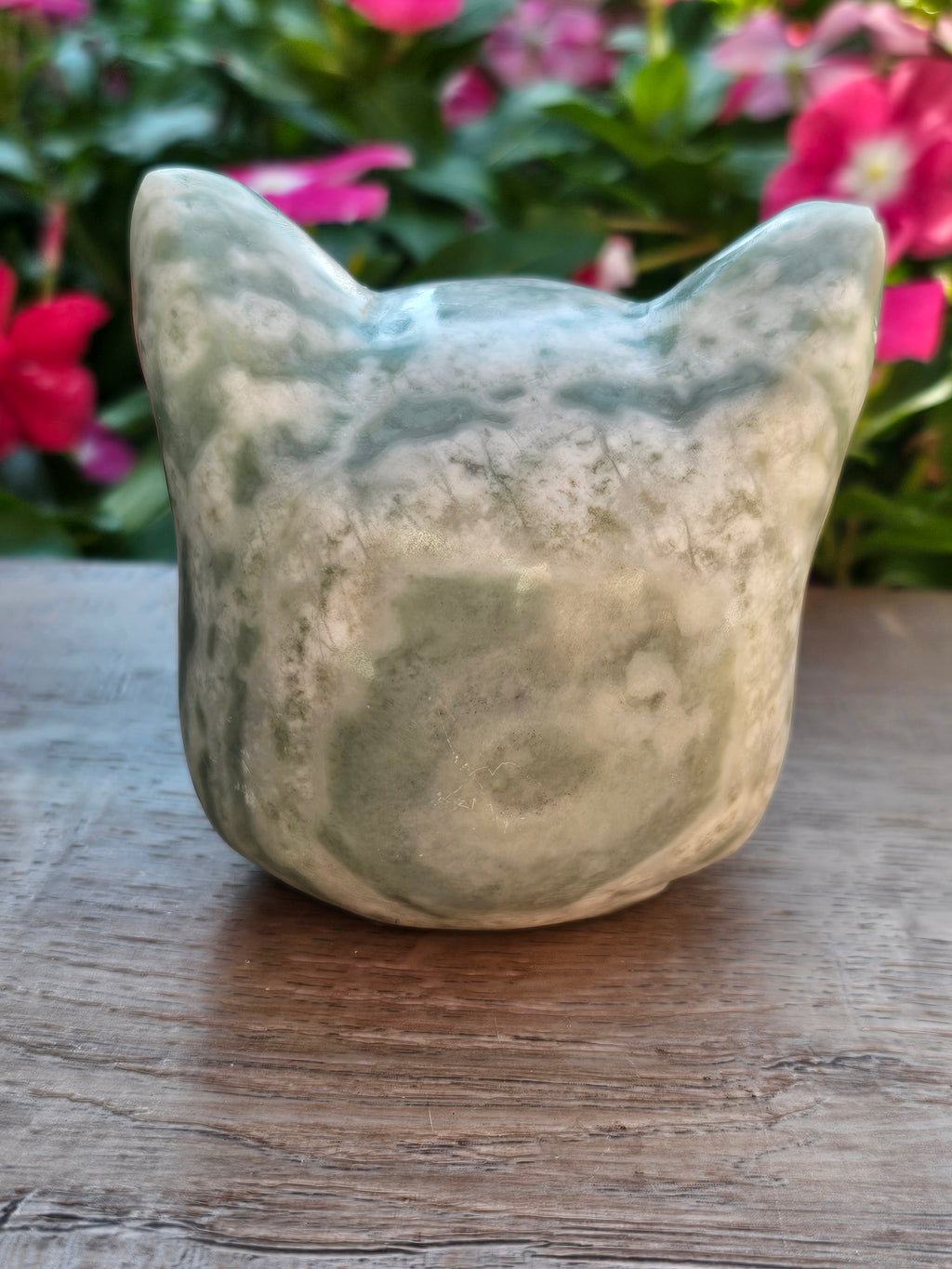 Green Jade Crystal Sphinx Goddess Third Eye Cat