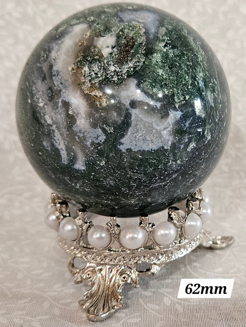 Moss Agate Crystal Sphere - Natural Stone