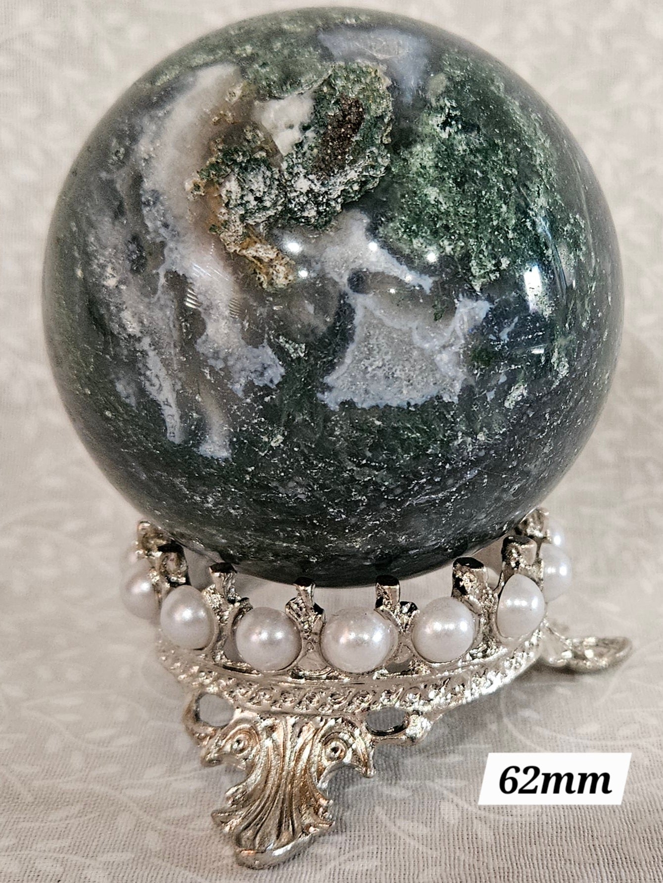 Moss Agate Crystal Sphere - Natural Stone