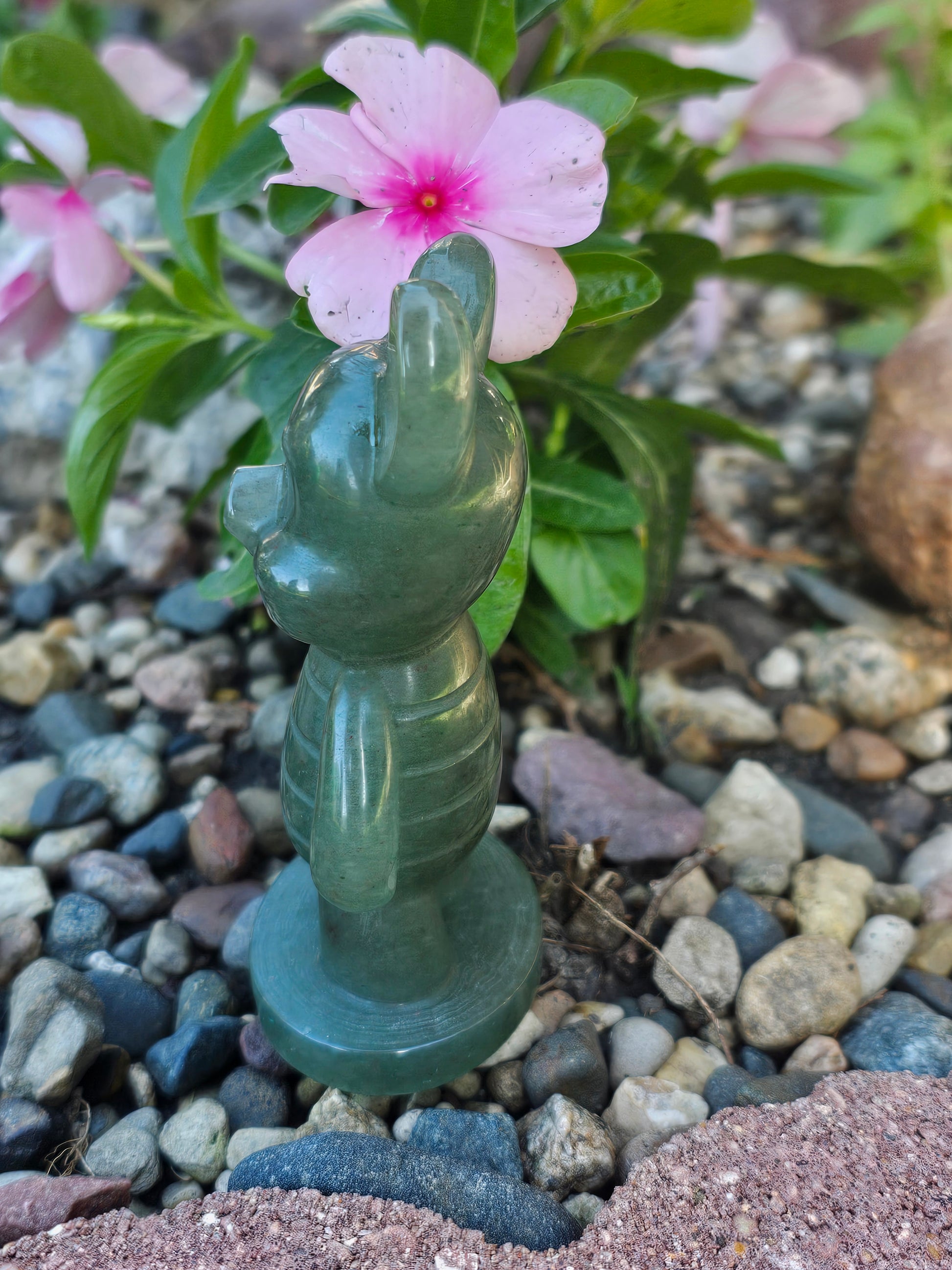 Green Aventurine Crystal Piglet Figurine – Winnie The Pooh Inspired | 4" Tall