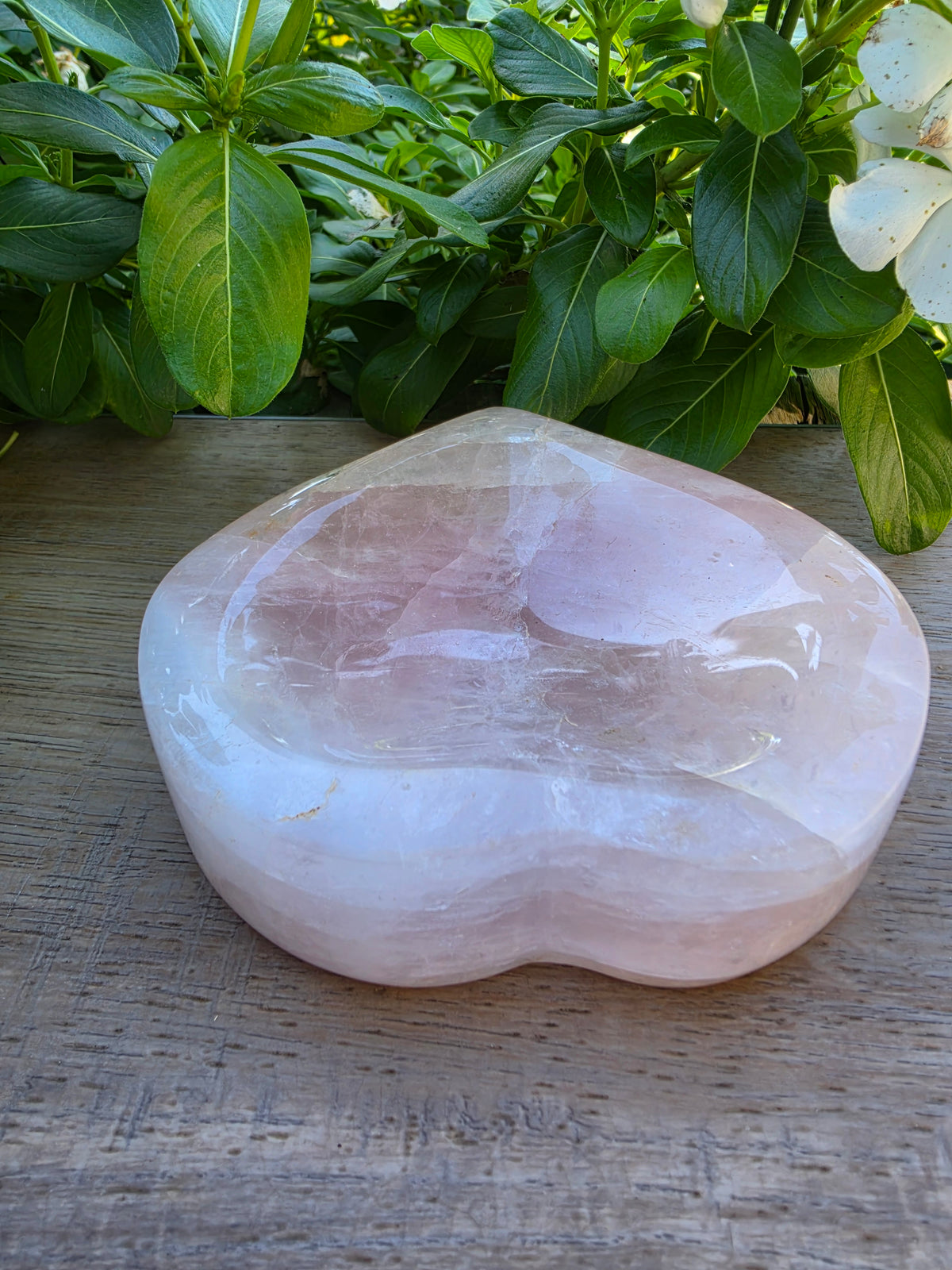 Pink Quartz Crystal Heart Bowl – Approximately 4"