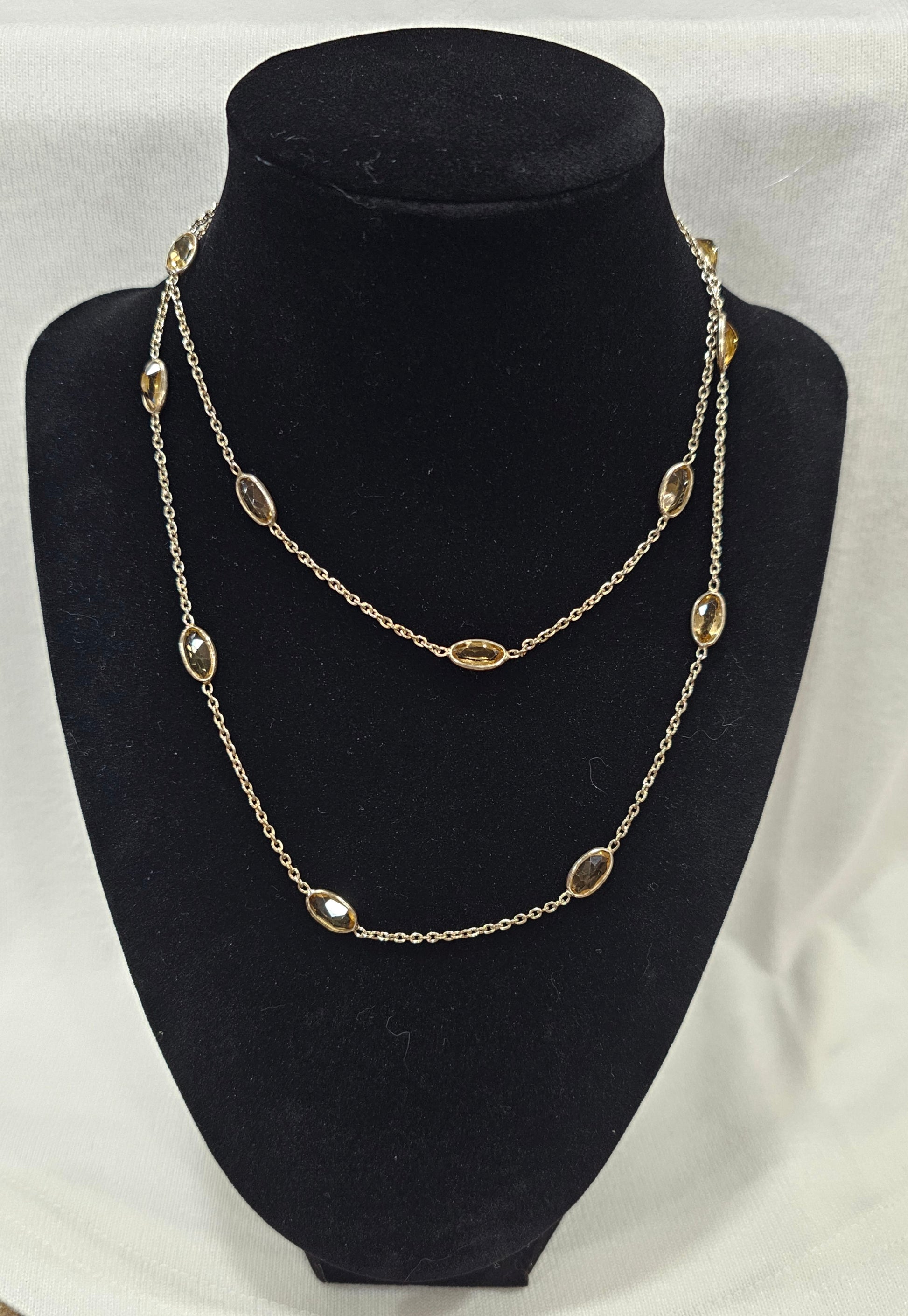 Citrine Necklace - Natural Gemstone 30" Chain