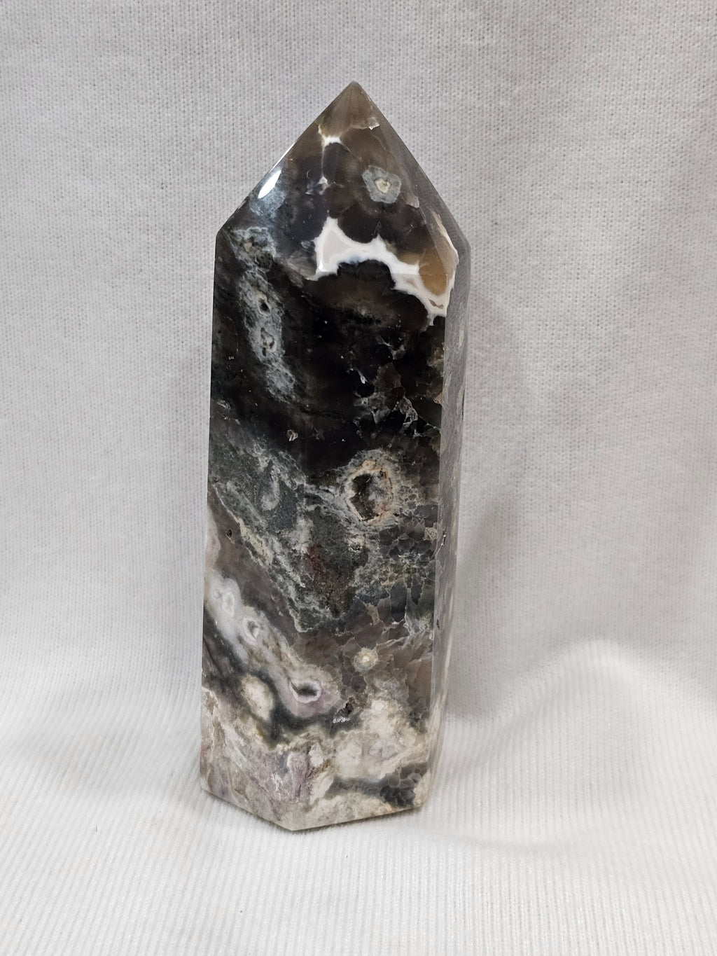 Moss Agate Crystal Tower - Natural Green Stone Point