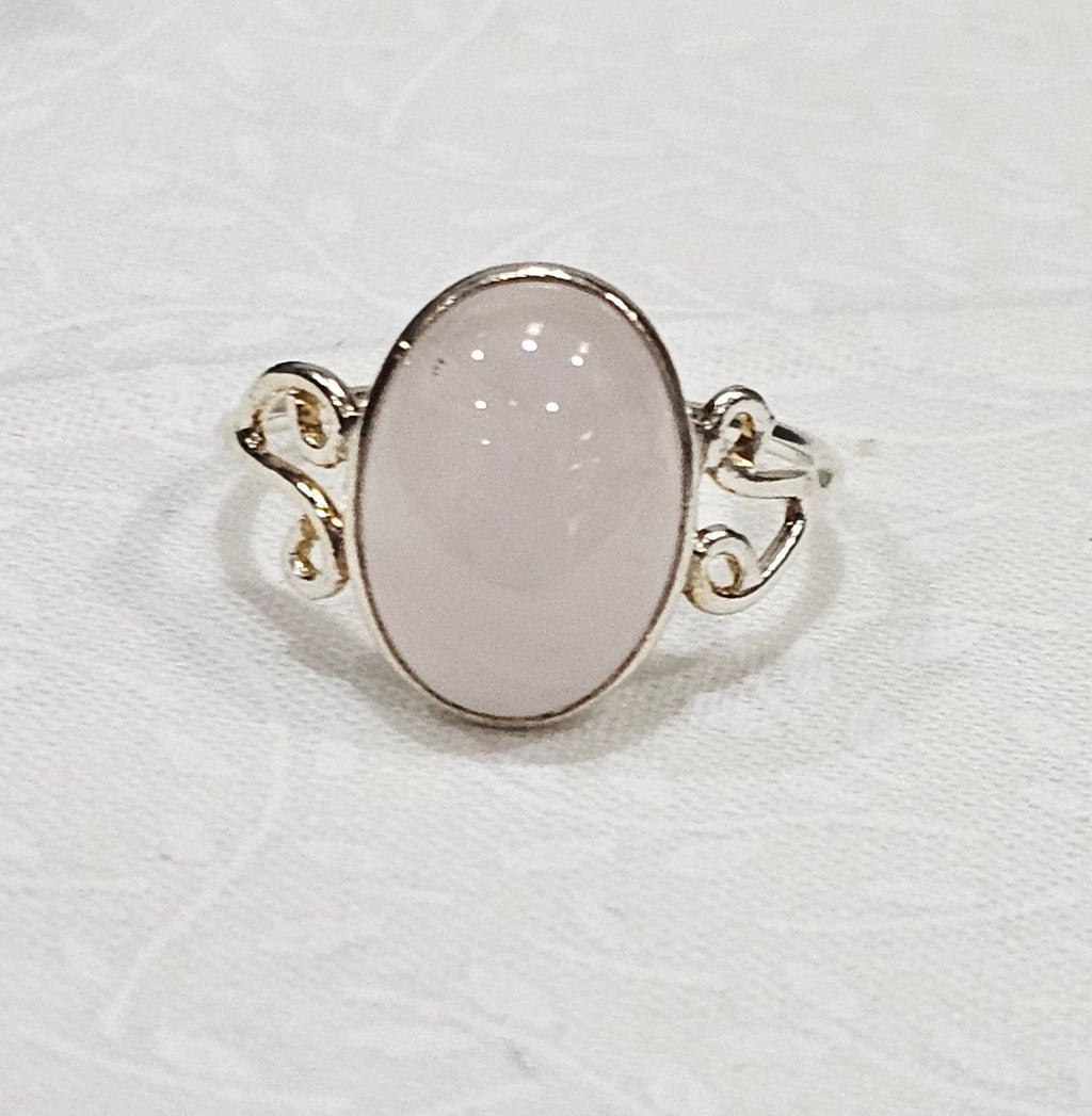 Sterling Silver Pink Quartz Gemstone Ring - Size 9