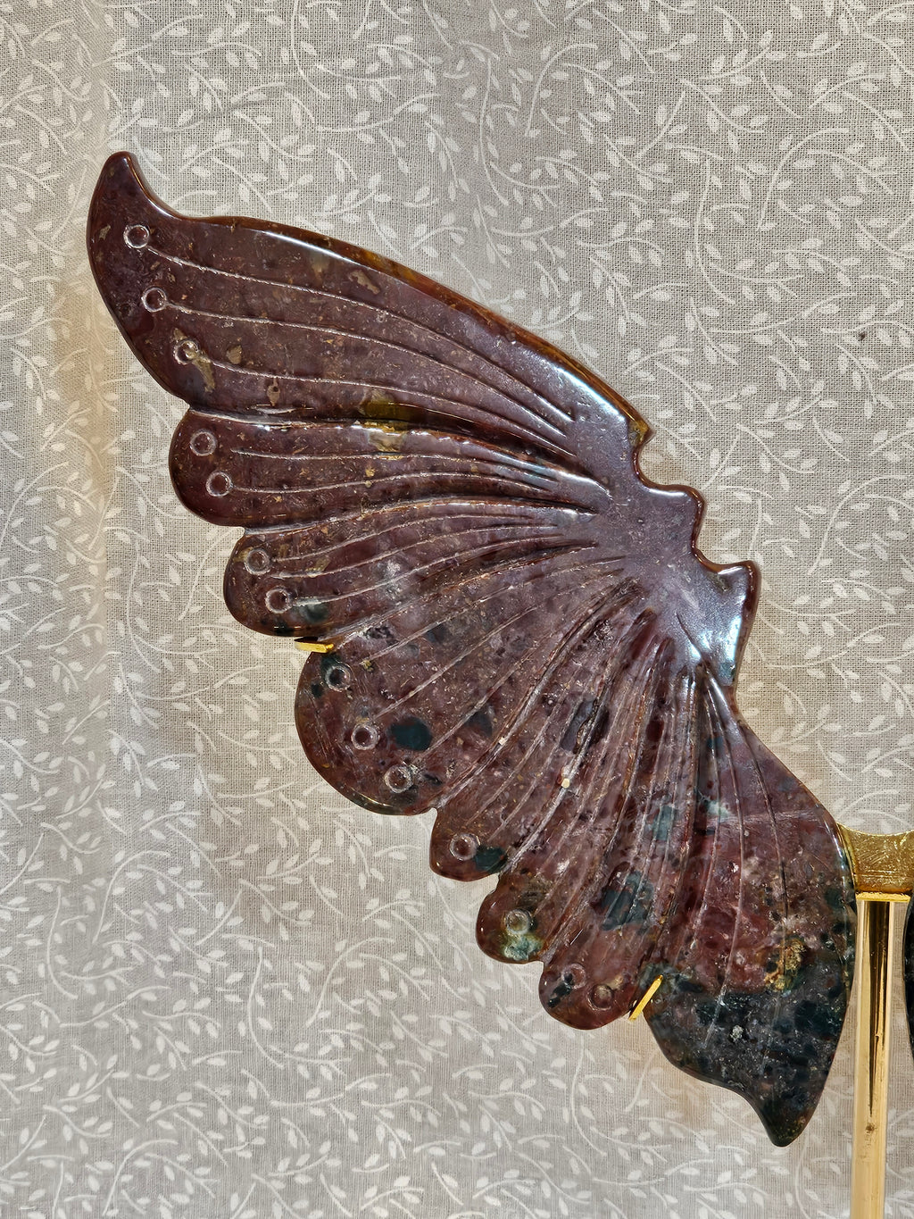 Ocean Jasper Crystal Butterfly Wings with Stand