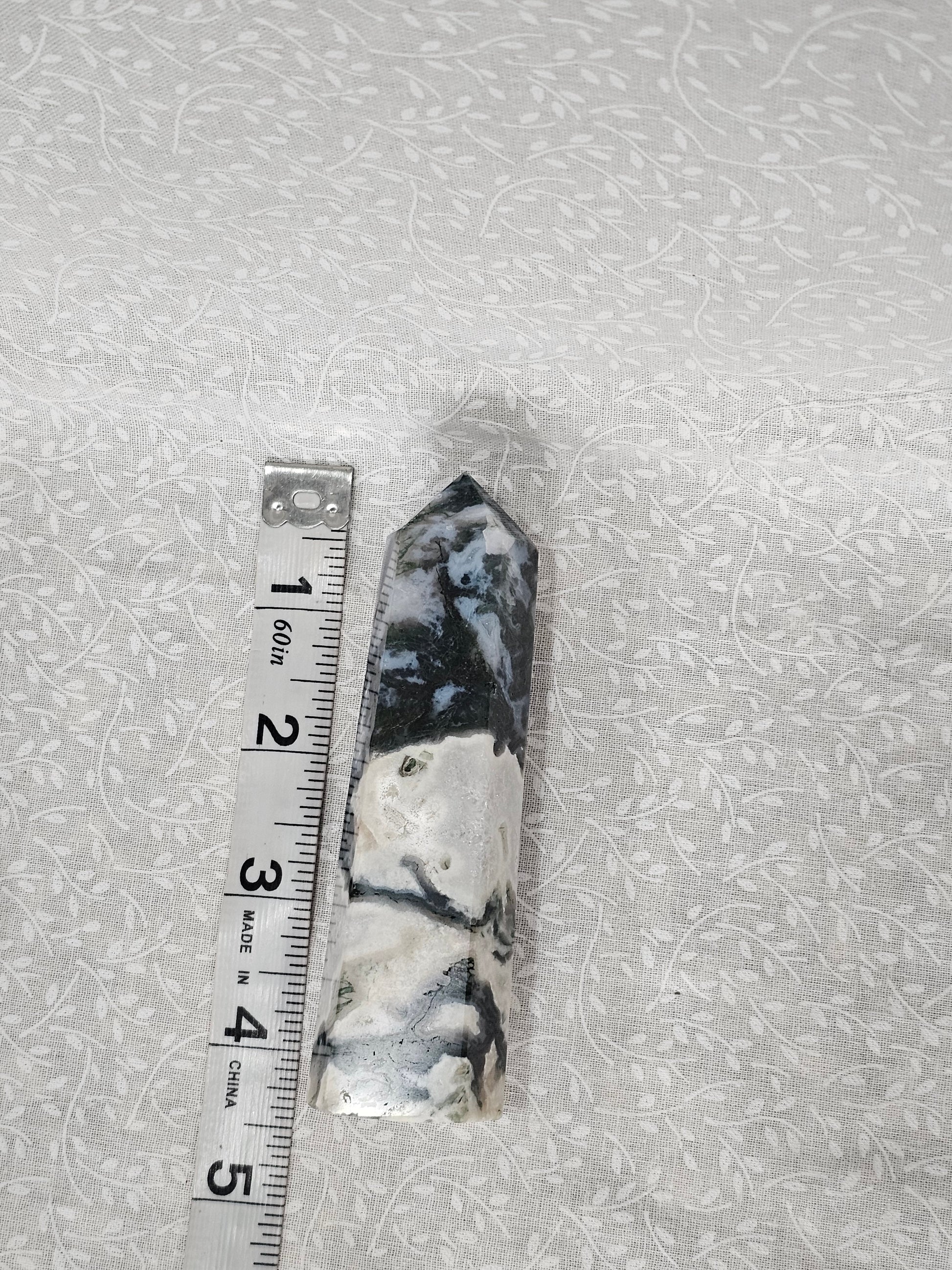 Moss Agate Crystal Tower