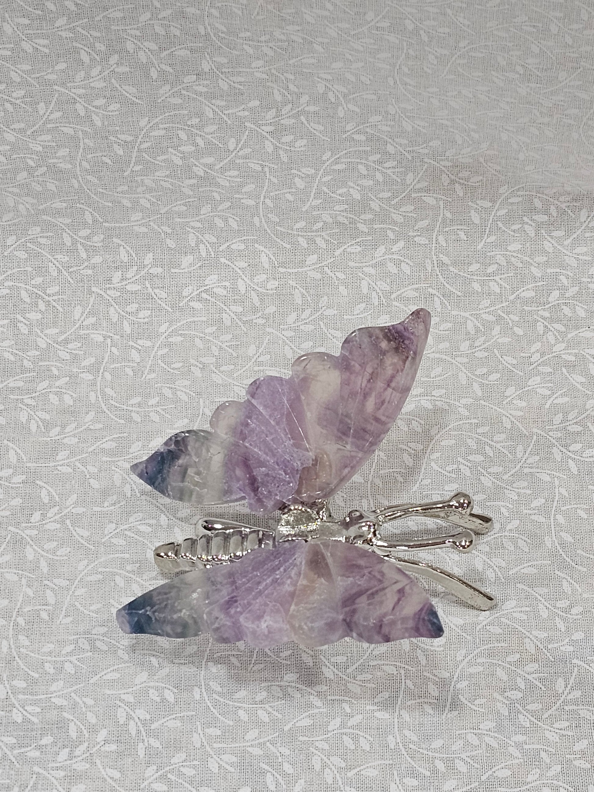 Rainbow Fluorite Crystal Butterfly 4 Inch