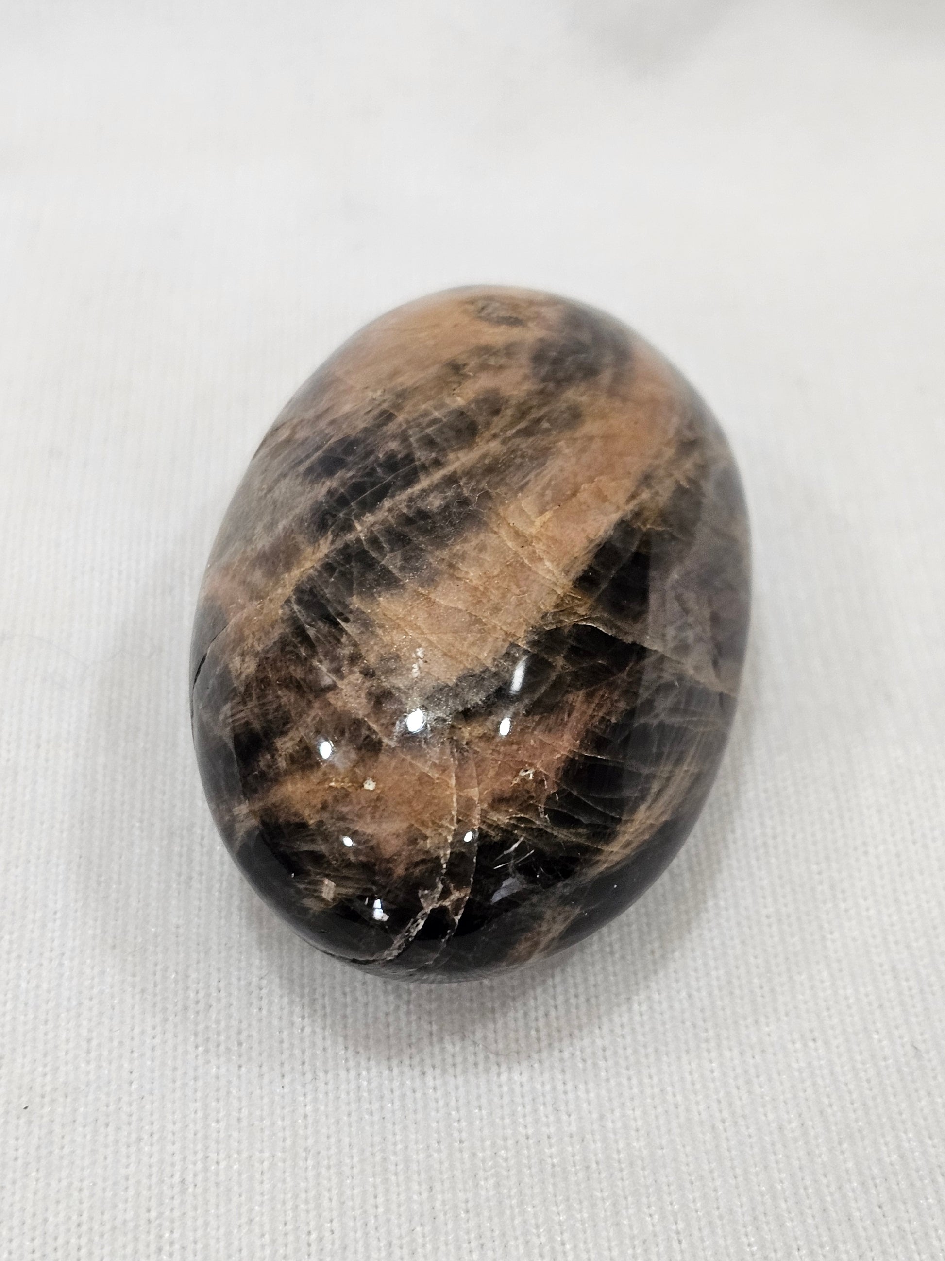 Black Moonstone Crystal Palm Stone
