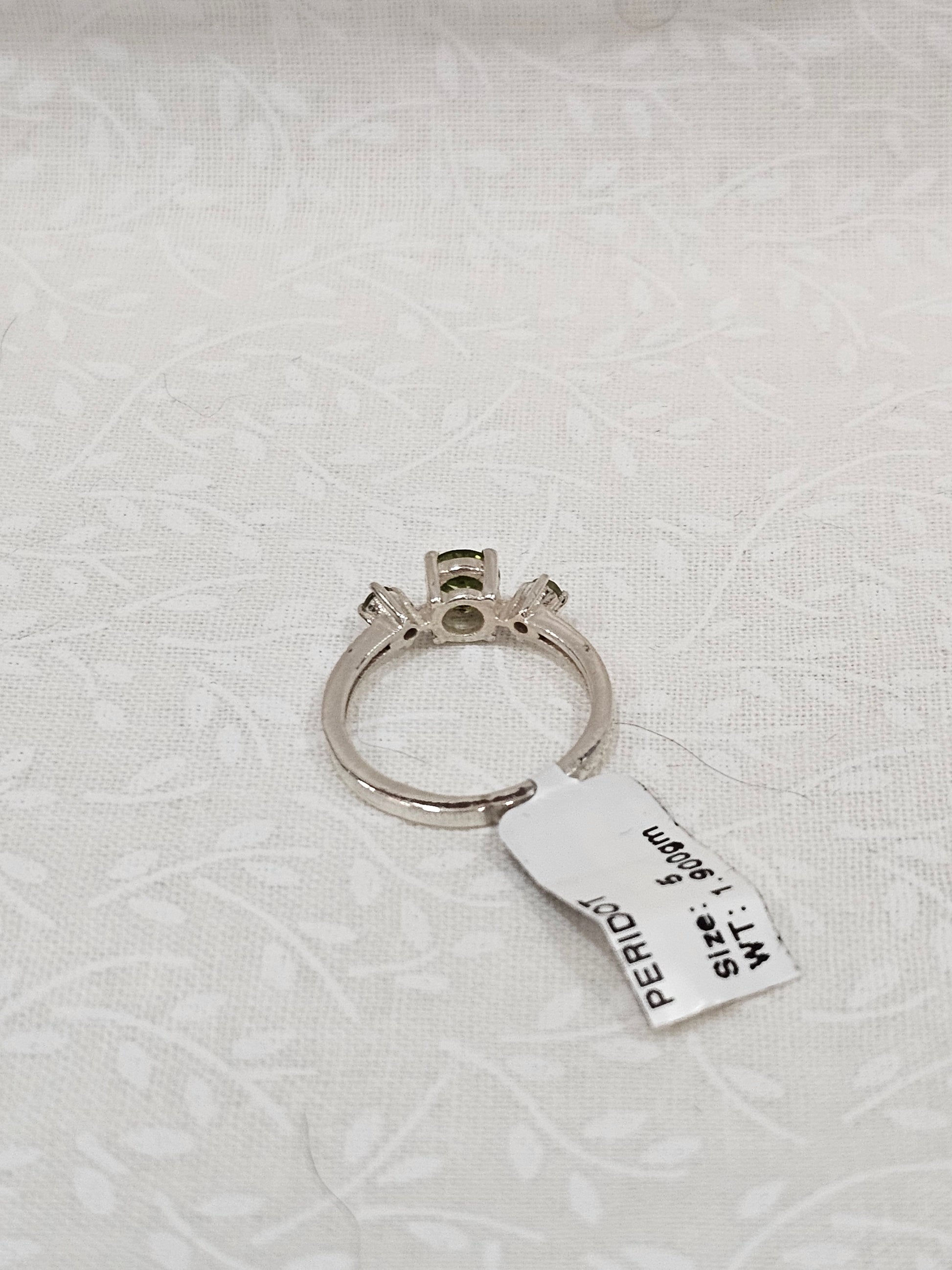 Sterling Silver Peridot Gemstone Ring Open Back - Size 5