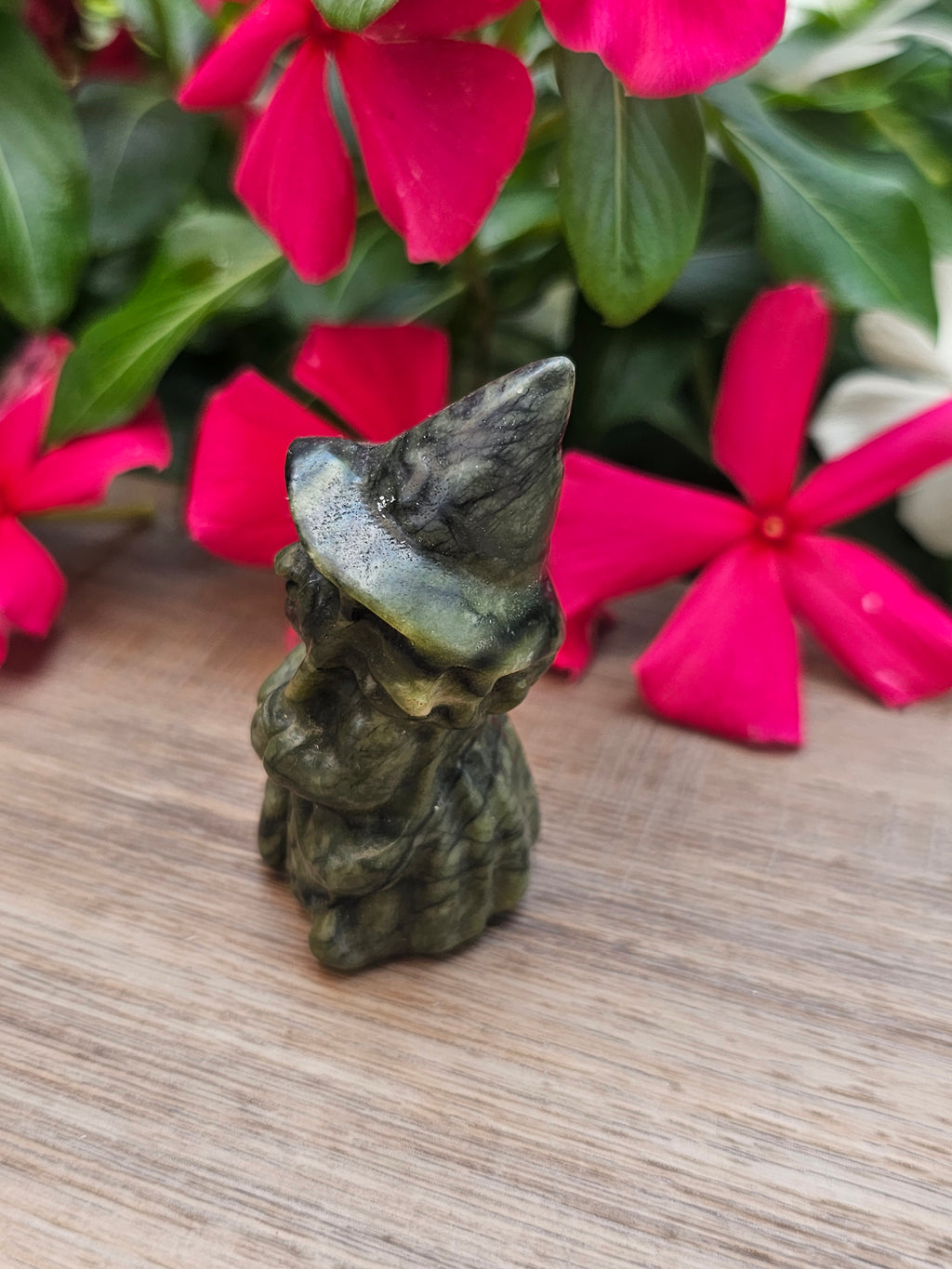 Serpentine Crystal Witch Carving