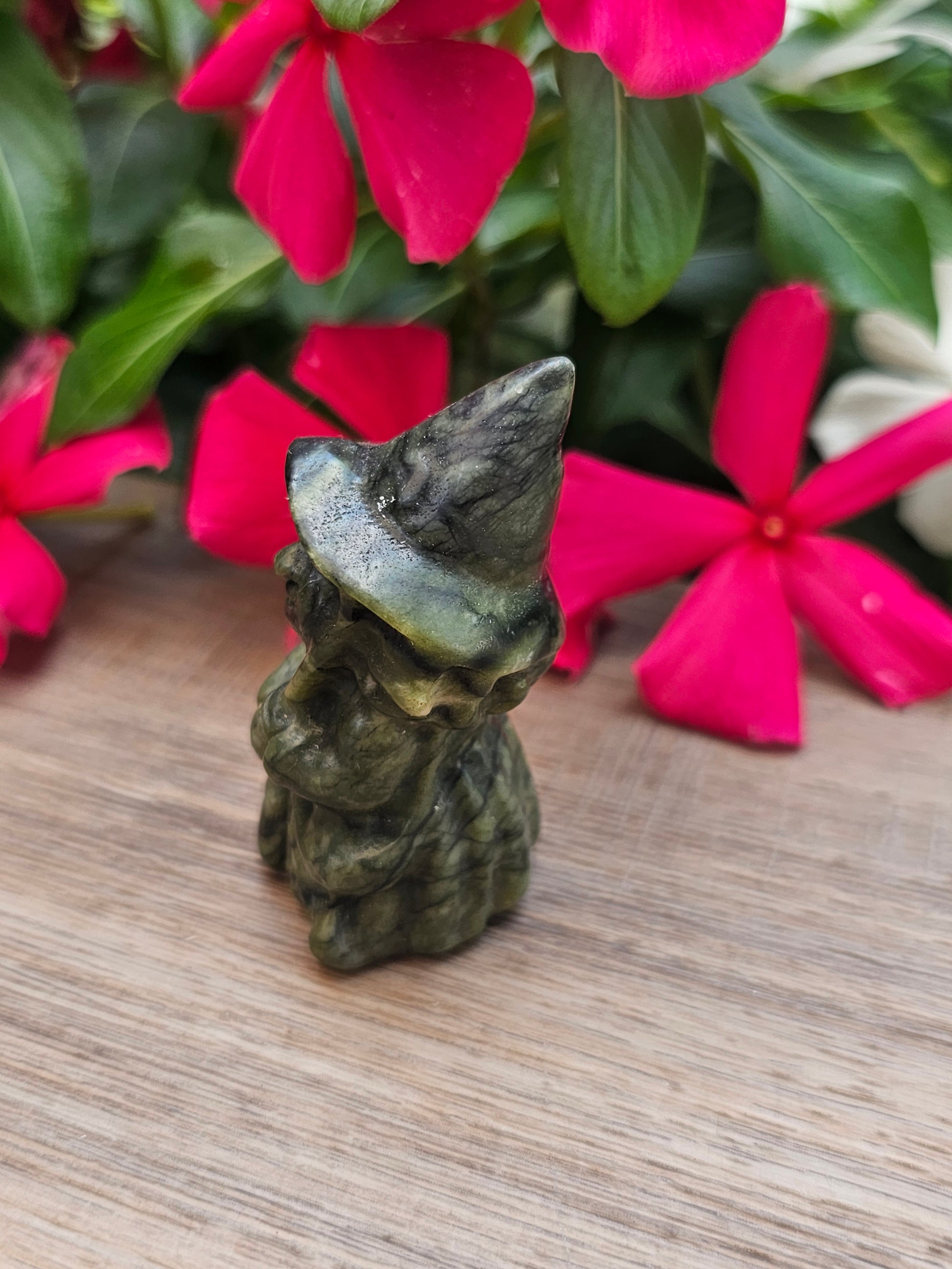 Serpentine Crystal Witch Carving