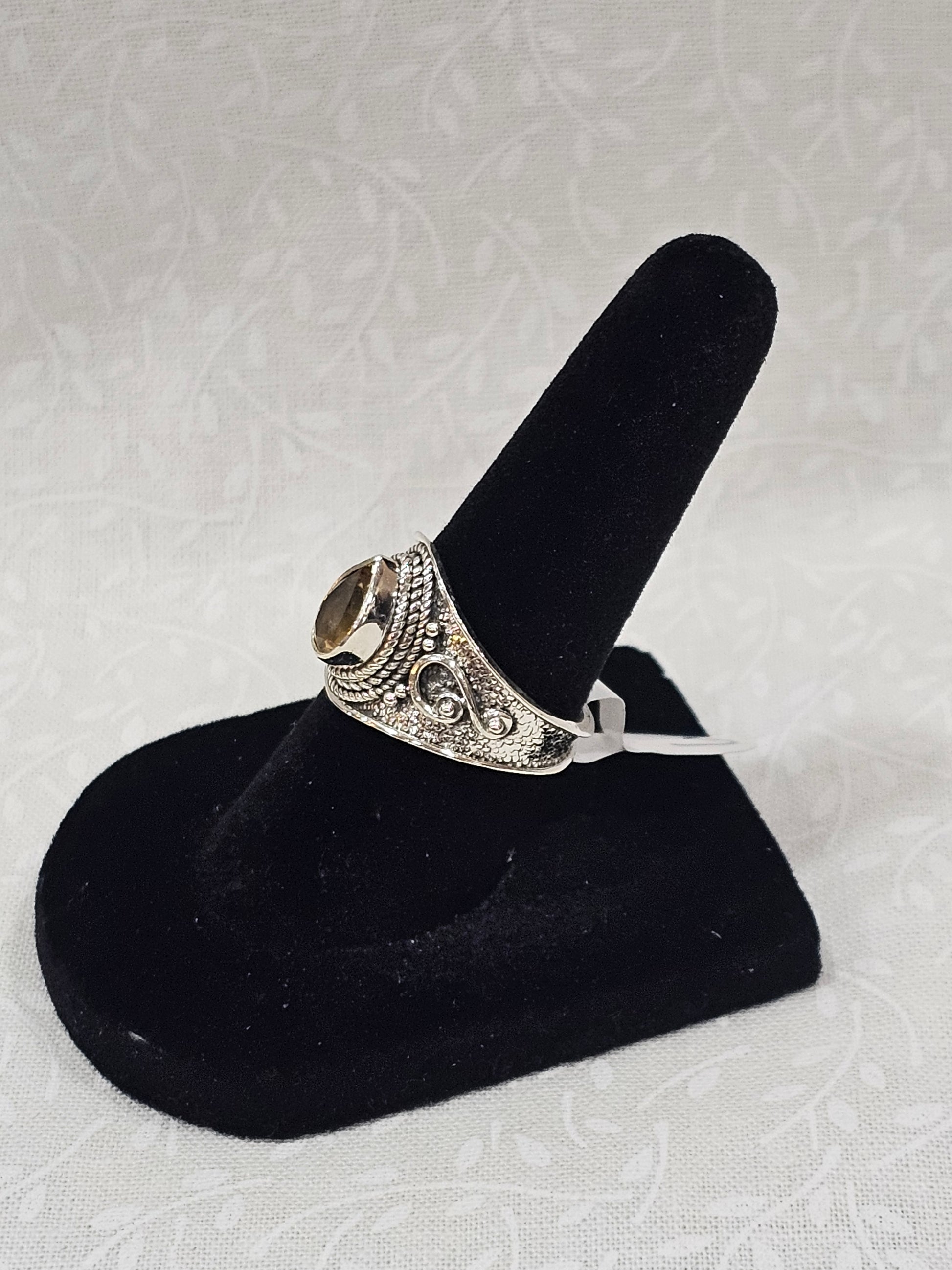 Sterling Silver Citrine Gemstone Ring 6