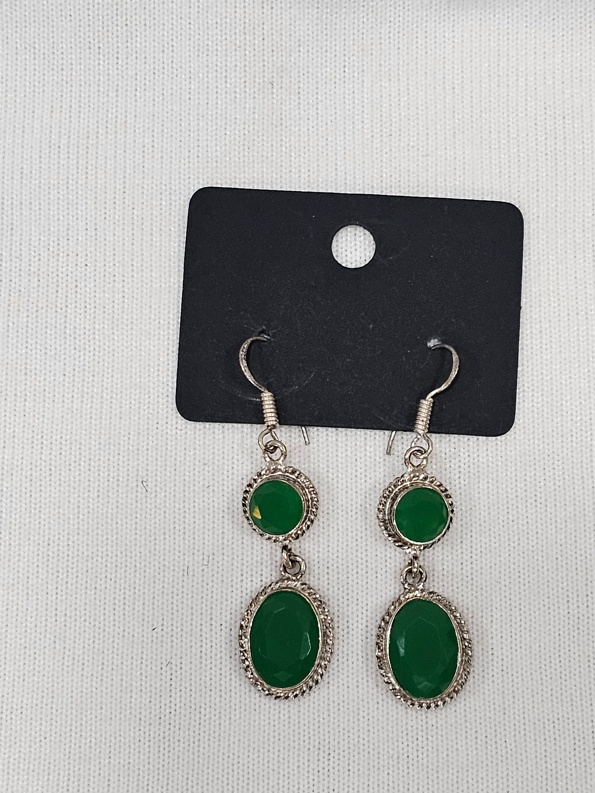 Emerald Sterling Silver Gemstone Earrings