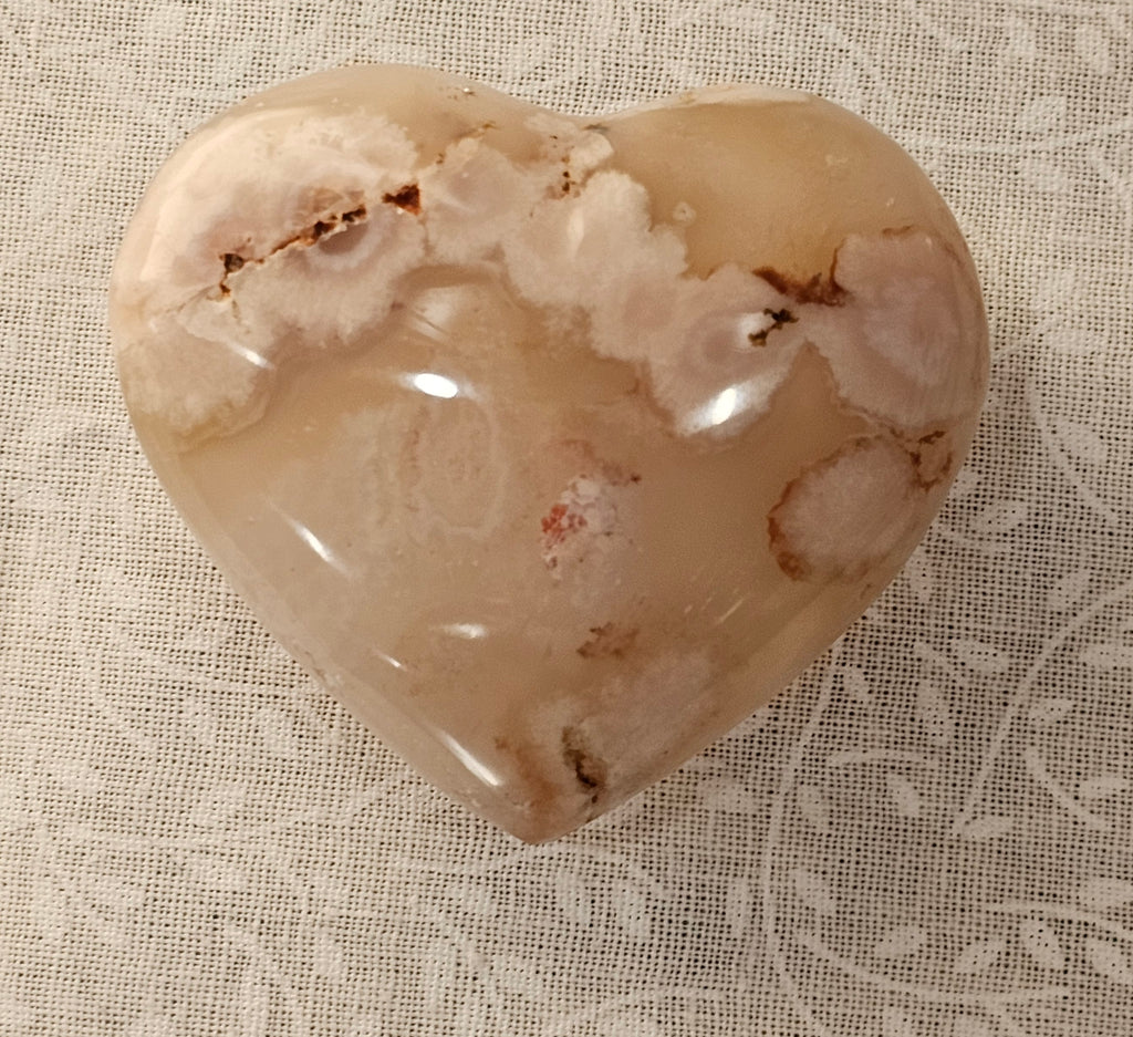 Flower Agate Crystal Heart