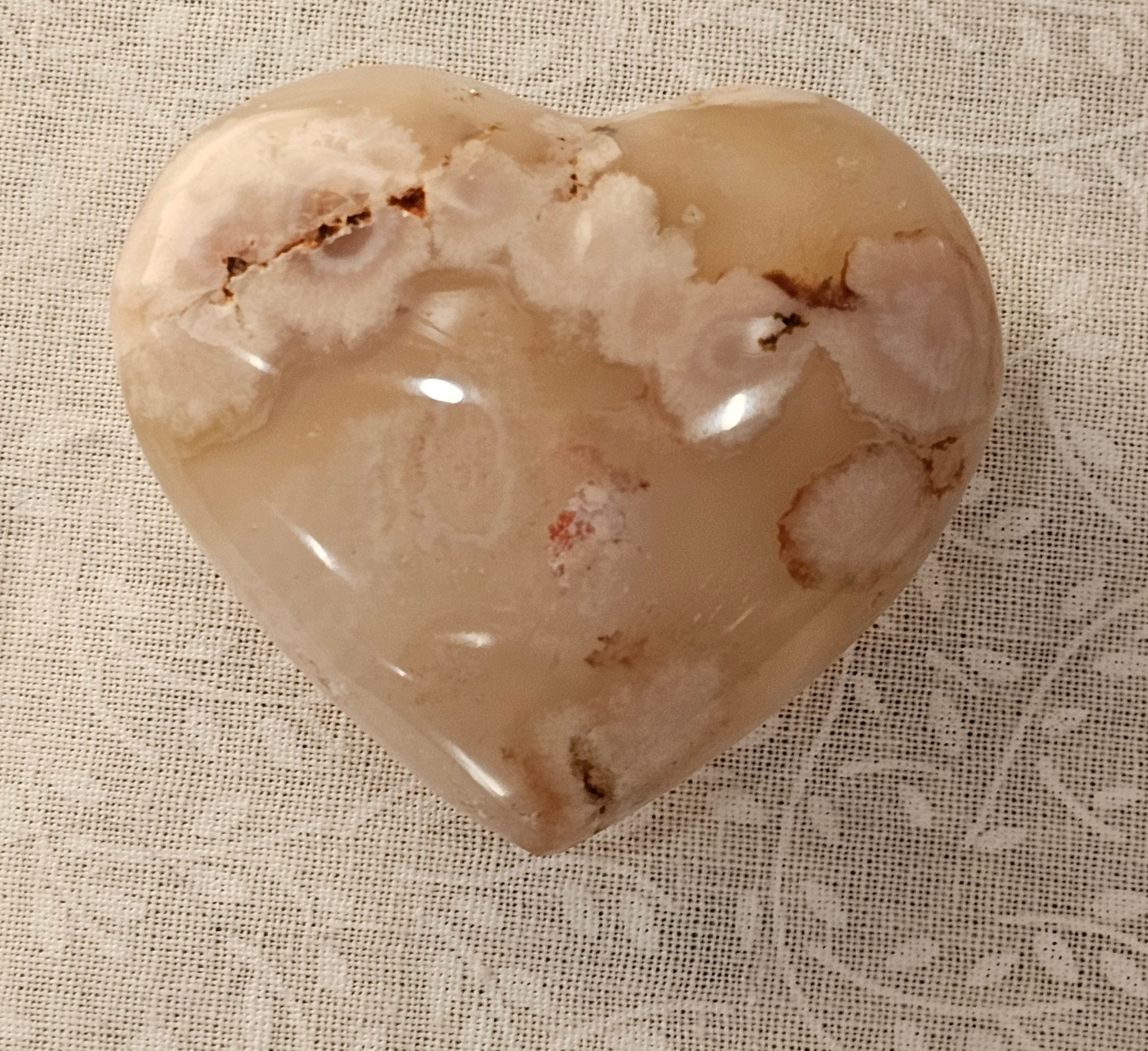 Flower Agate Crystal Heart