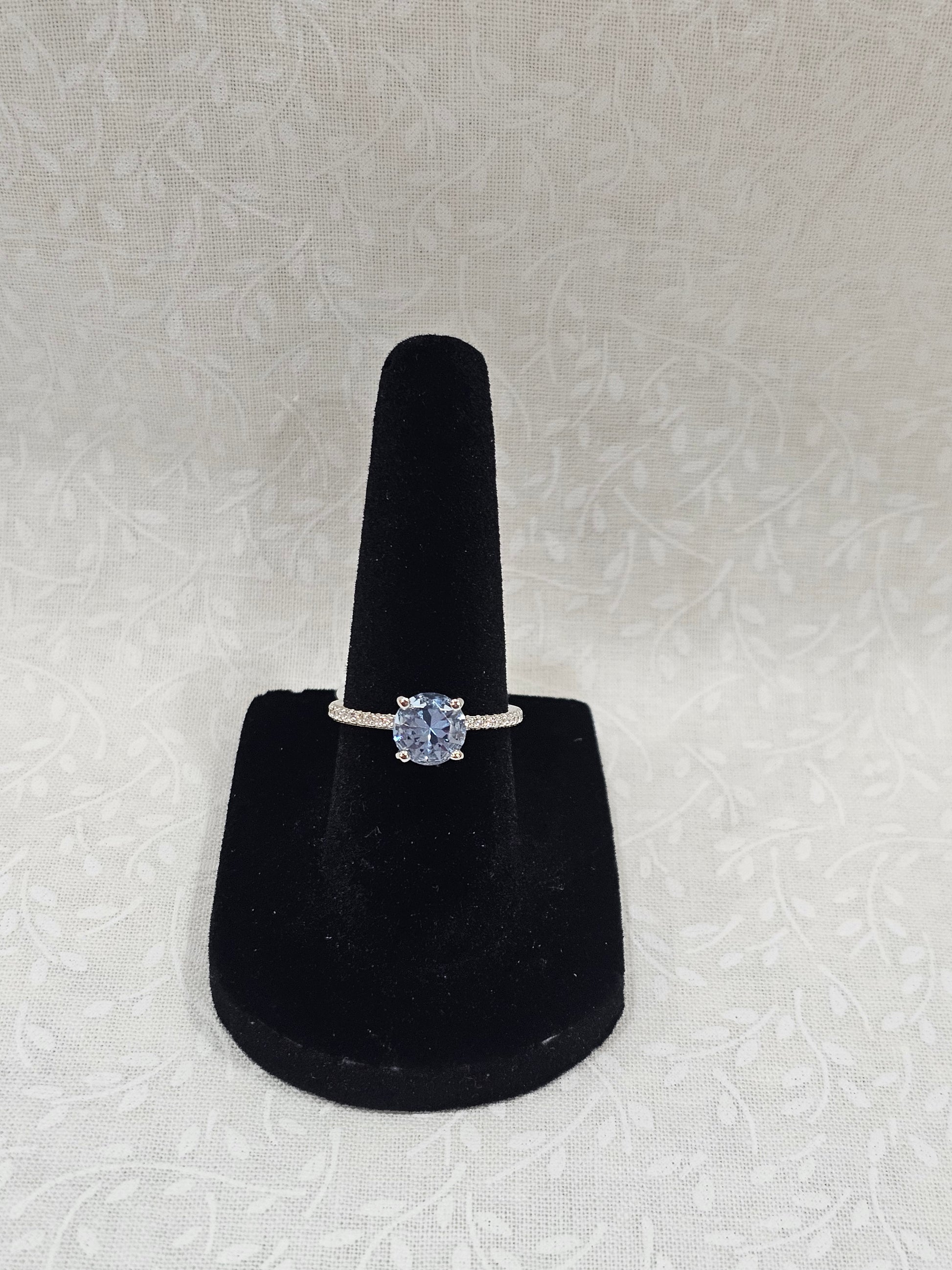 Sterling Silver Blue Topaz Gemstone Ring 6.5
