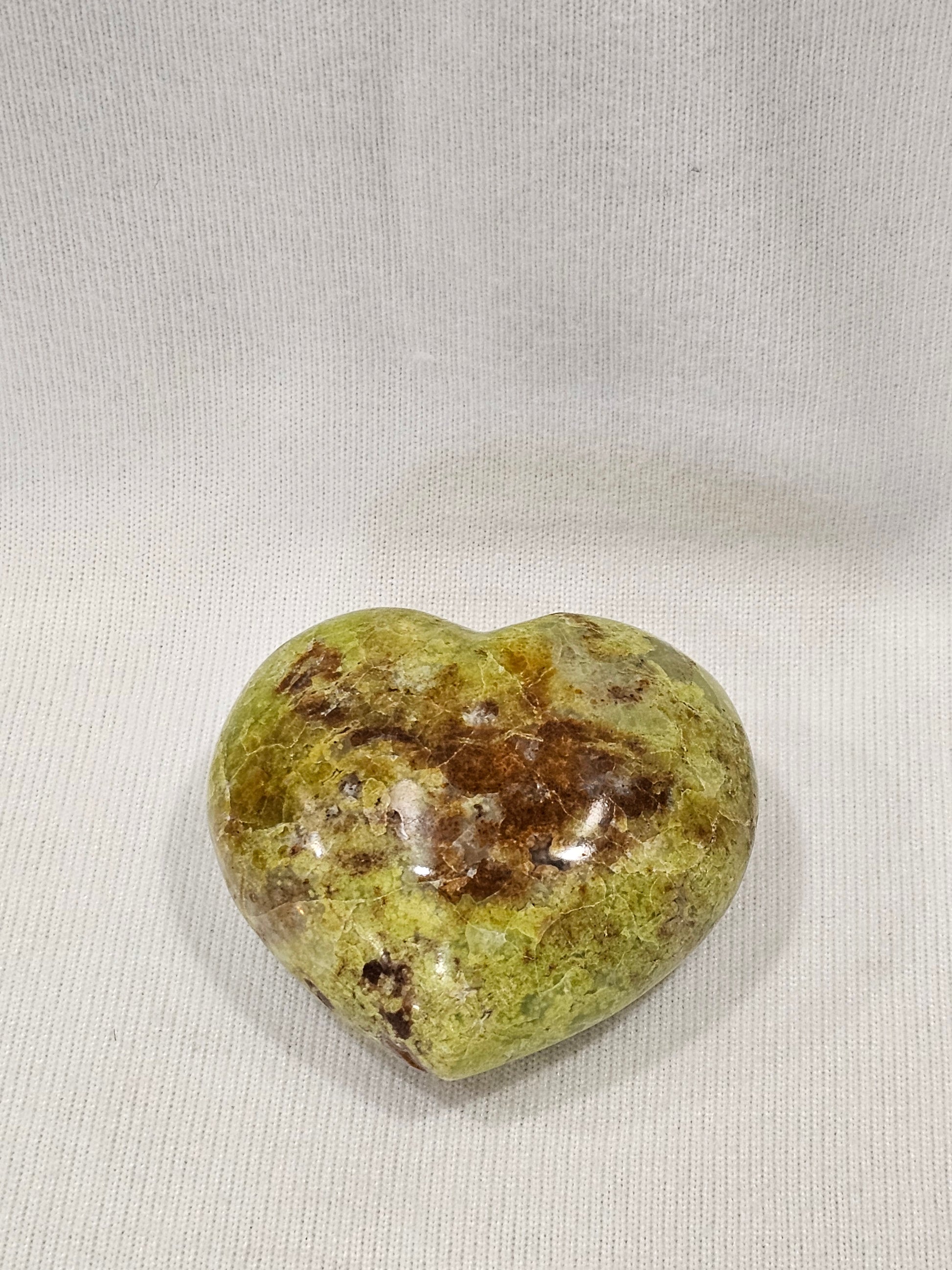 Green Opal Crystal Heart - Natural Polished Stone