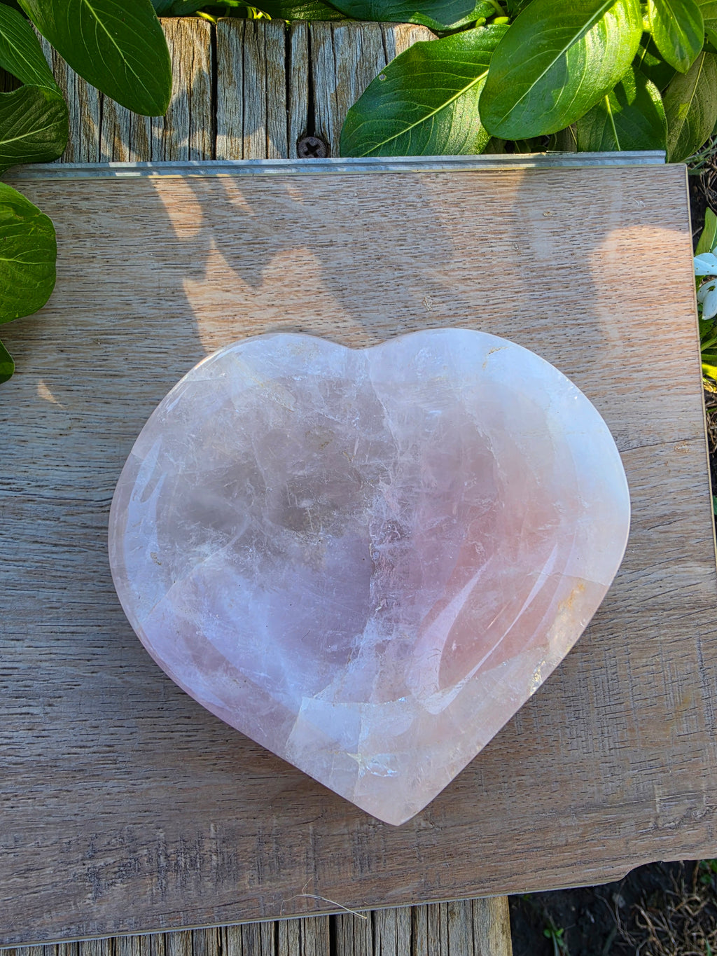 Pink Quartz Crystal Heart Bowl – Approximately 4"
